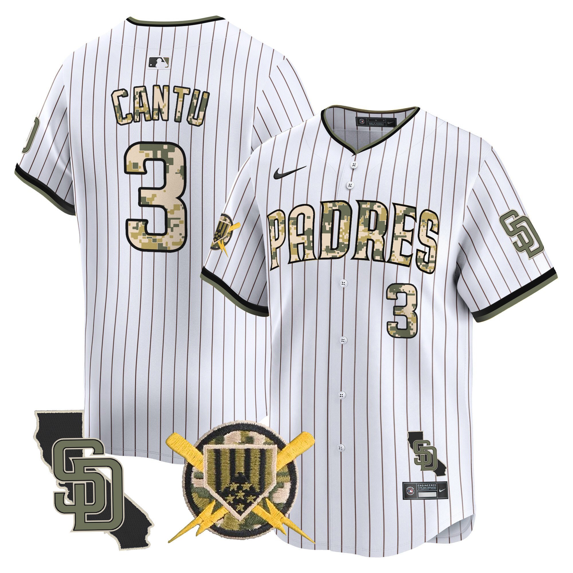 Men's Jorge Cantu San Diego Padres Armed Forces Day Vapor Premier Limited Pinstripe Jersey - All Stitched