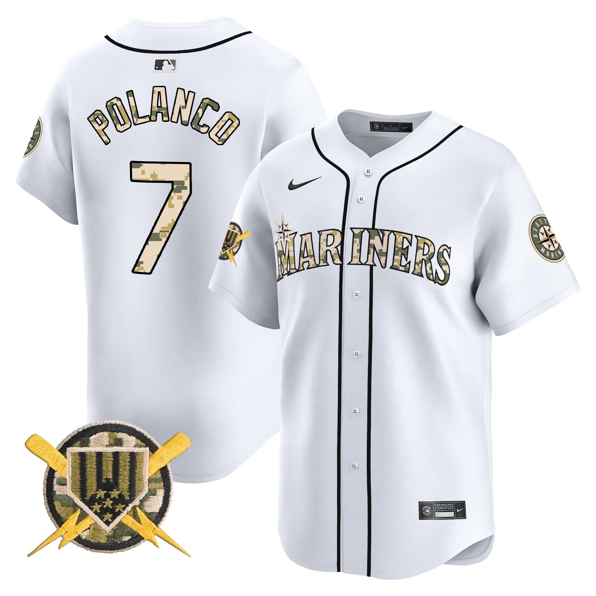 Men's Jorge Polanco Seattle Mariners Armed Forces Day Vapor Premier Limited White Jersey - All Stitched
