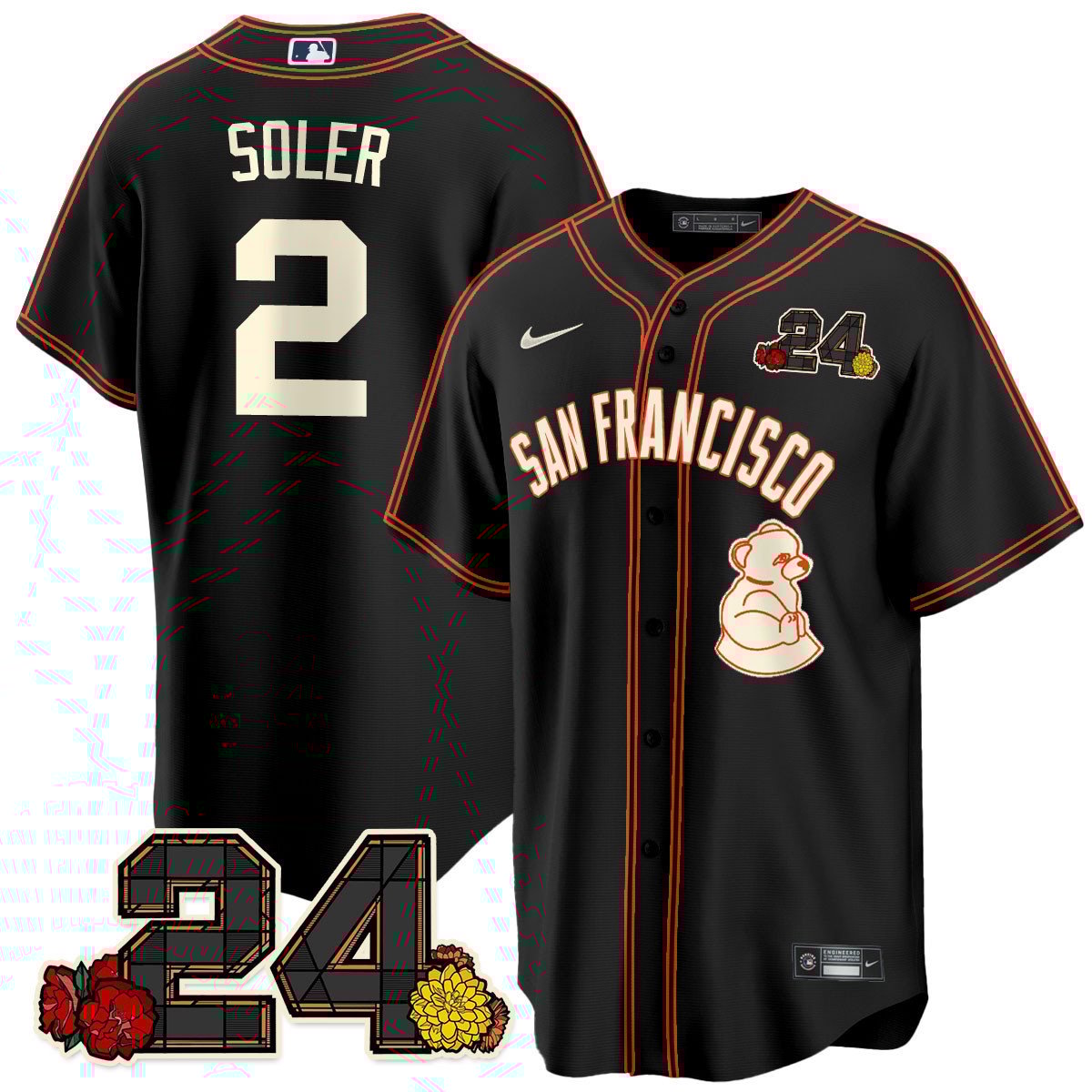 Men's Jorge Soler San Francisco Giants 2024 Willie Mays Patch Vapor Premier Limited Black Limited Jersey V2 - All Stitched