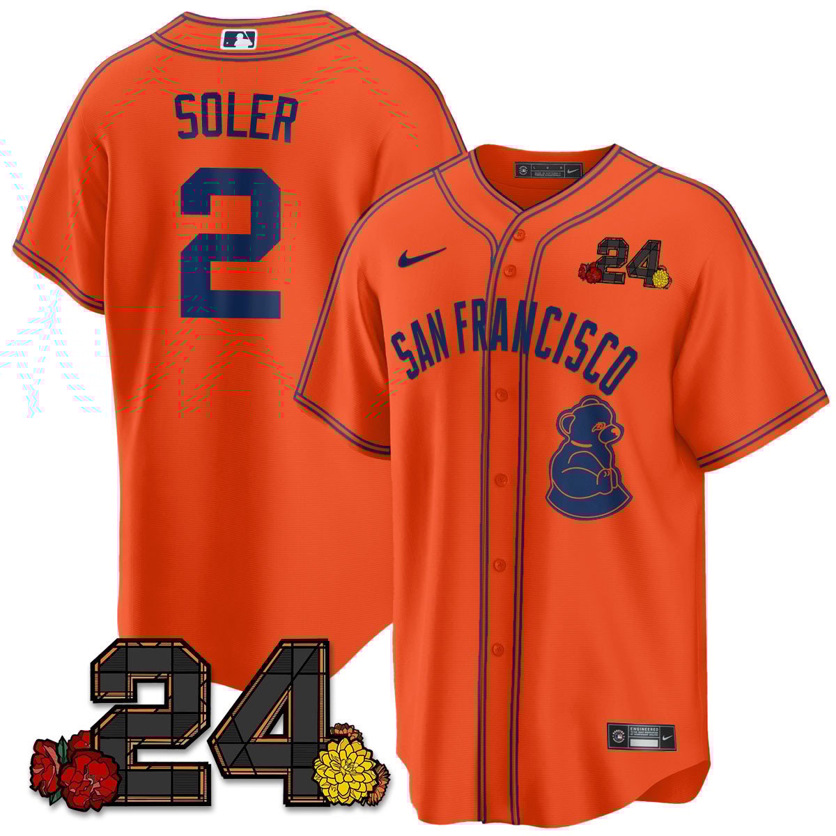Men's Jorge Soler San Francisco Giants 2024 Willie Mays Patch Vapor Premier Limited Orange Limited Jersey V2 - All Stitched