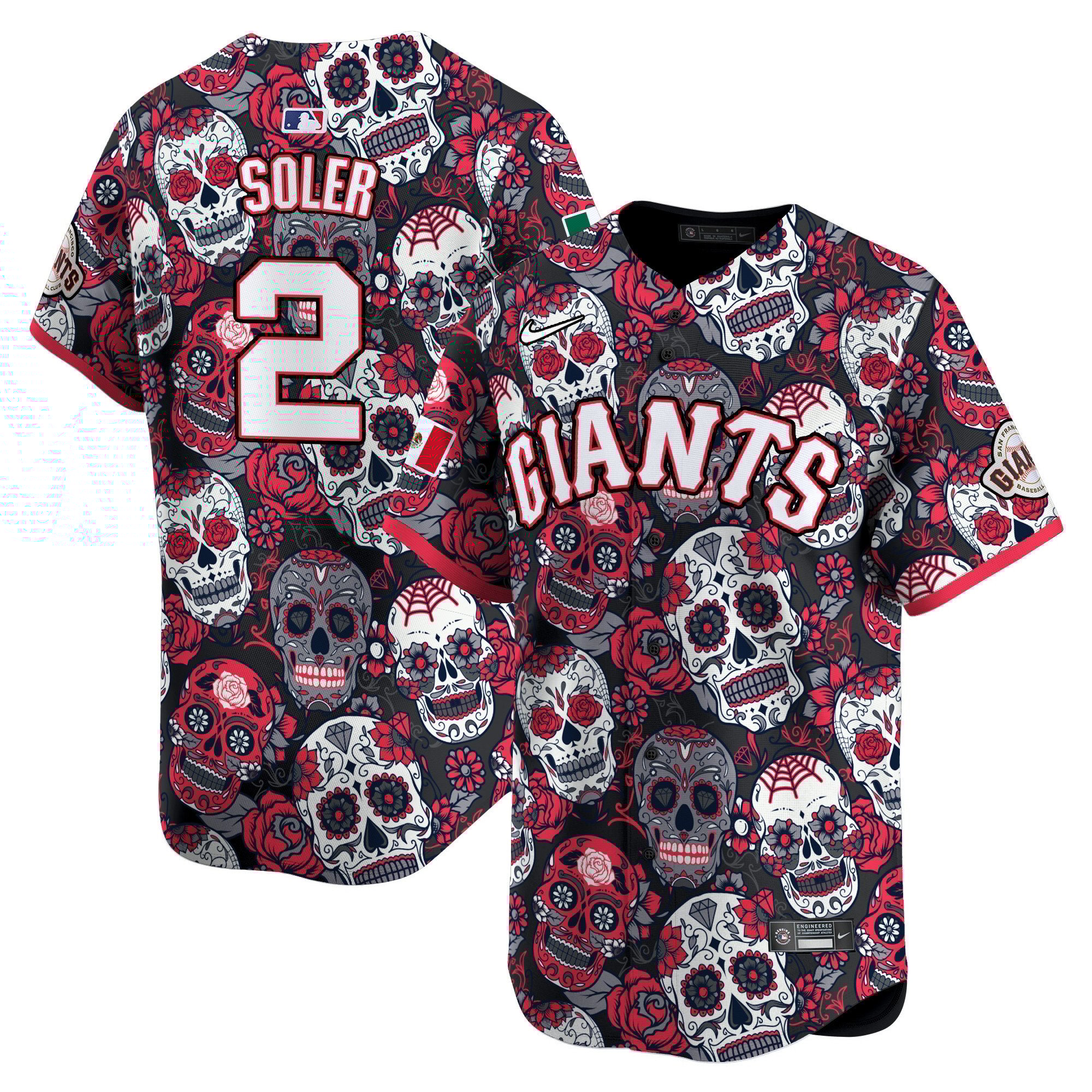 Men's Jorge Soler San Francisco Giants Sugar Skull Mexico Vapor Premier Limited Red Jersey - Printed