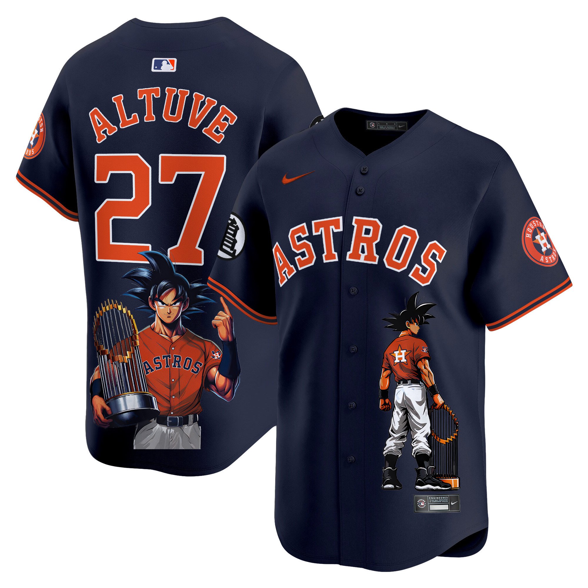 Men's JosÃˆ Altuve Houston Astros Dragon Ball Son Goku Vapor Premier Limited Navy Jersey - Printed