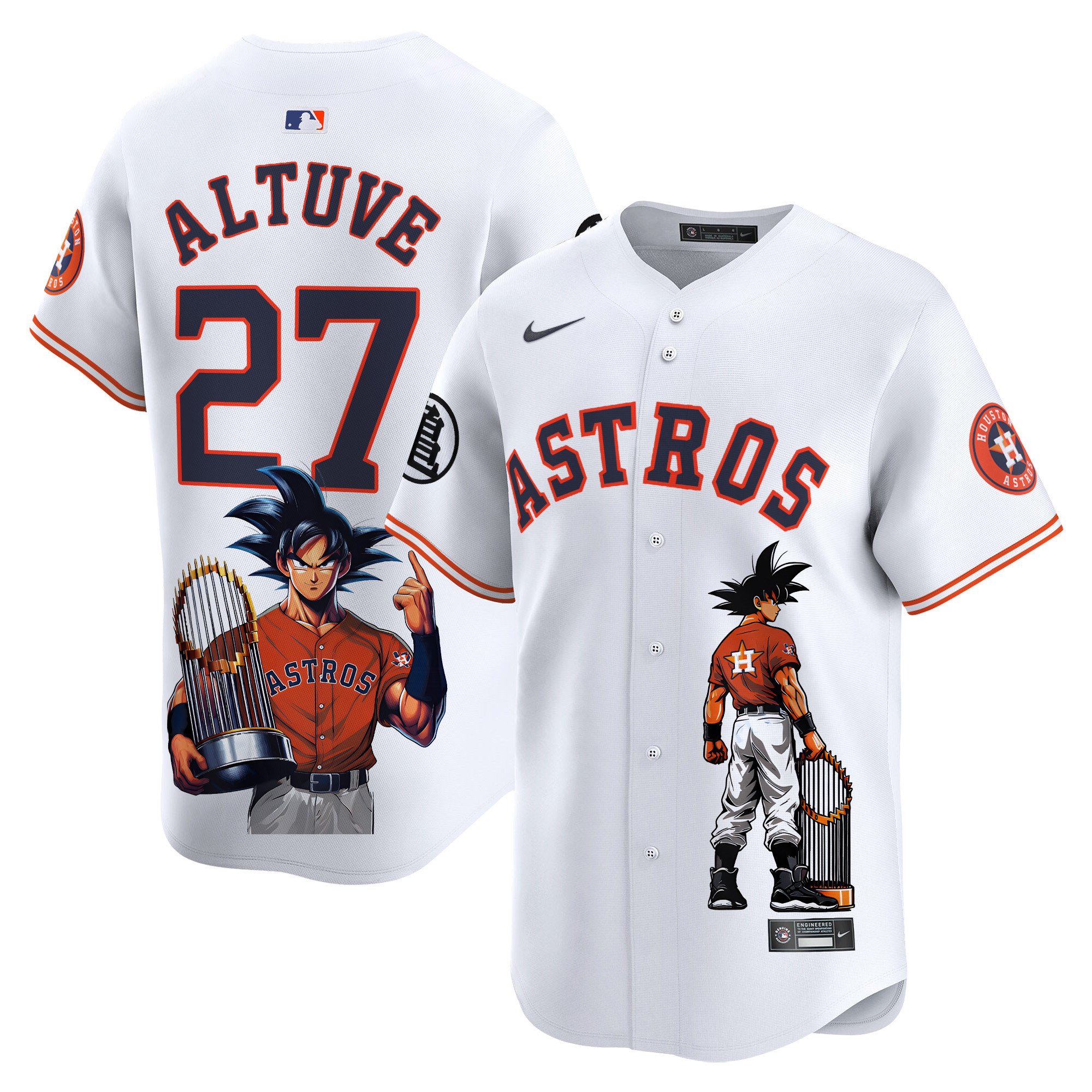 Men's JosÃˆ Altuve Houston Astros Dragon Ball Son Goku Vapor Premier Limited White Jersey - Printed