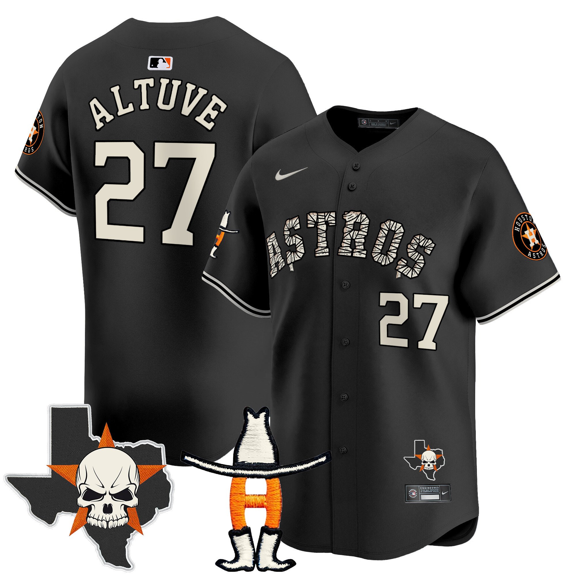 Men's JosÃˆ Altuve Houston Astros Halloween Vapor Premier Limited Black Jersey - All Stitched