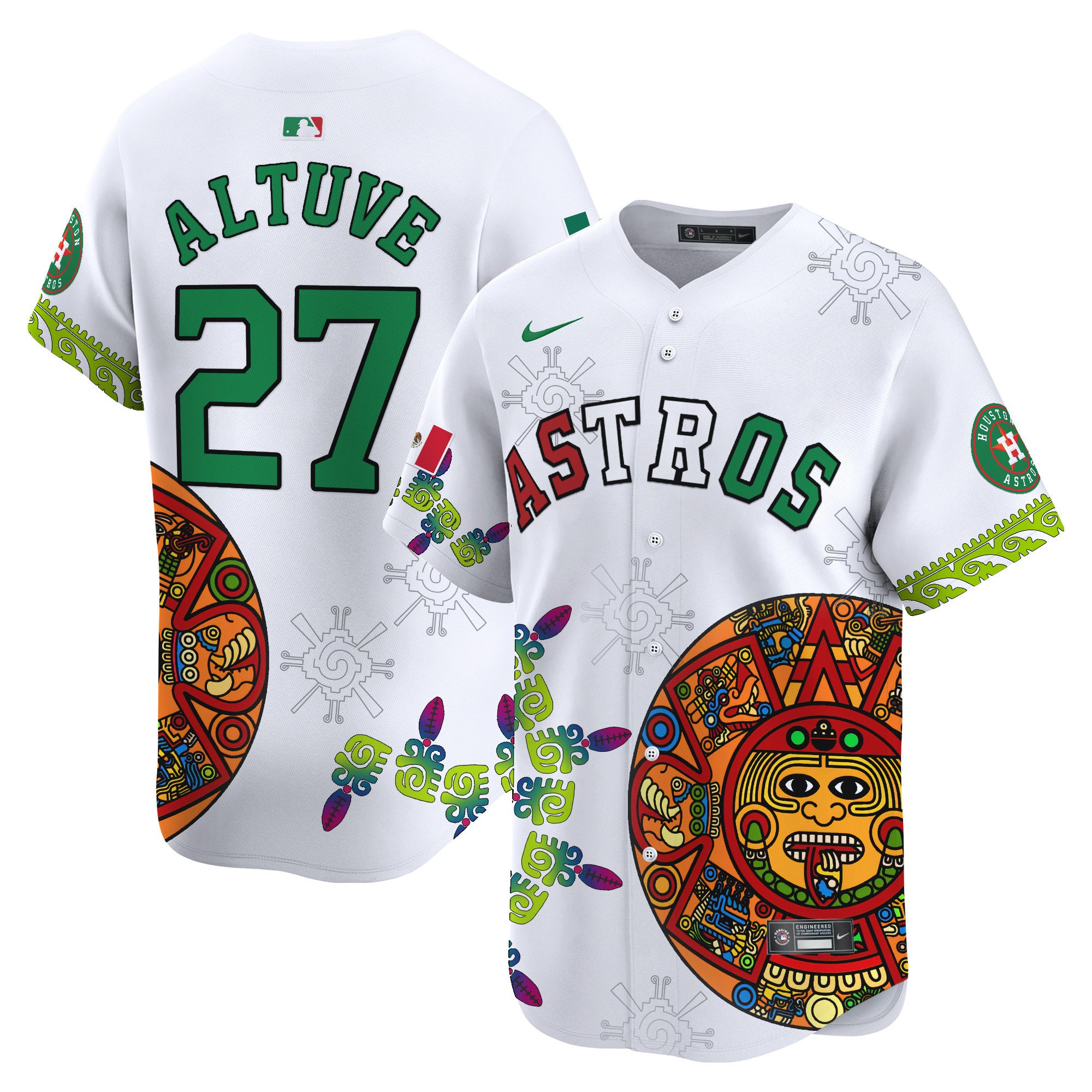 Men's JosÃˆ Altuve Houston Astros Mexico Aztec Calendar Vapor Premier Limited White Jersey - Printed