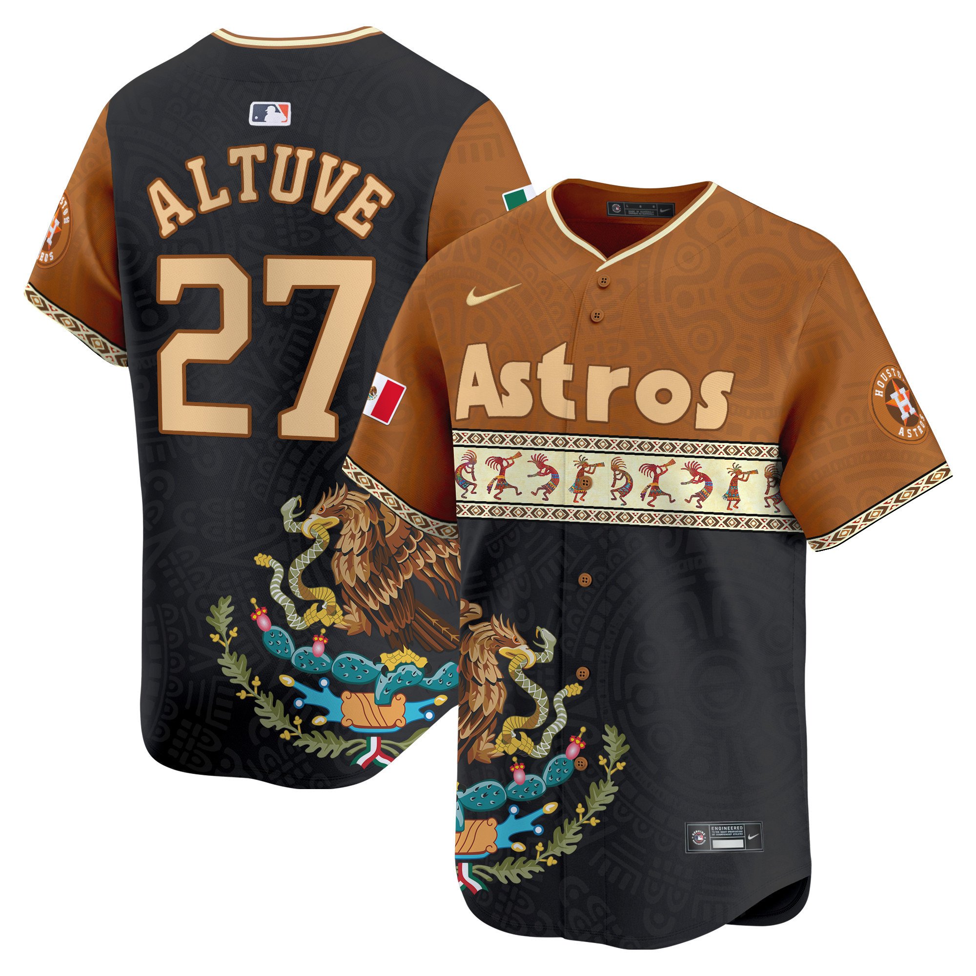 Men's JosÃˆ Altuve Houston Astros Mexico Aztec Vapor Premier Limited Brown Jersey - Printed