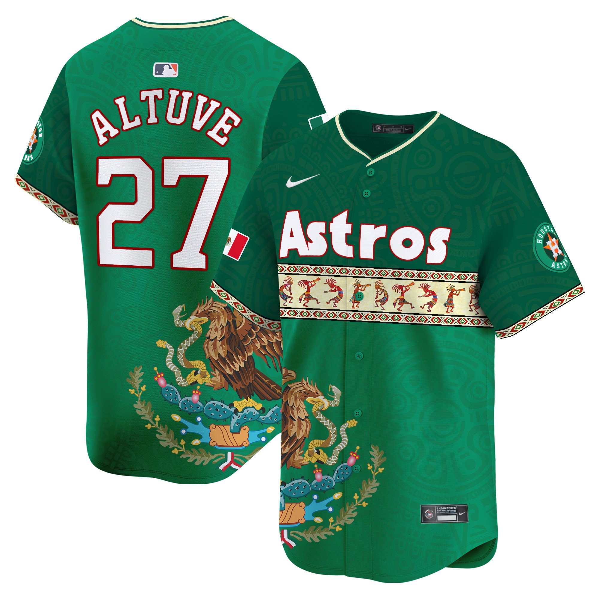 Men's JosÃˆ Altuve Houston Astros Mexico Aztec Vapor Premier Limited Green Jersey V2 - Printed
