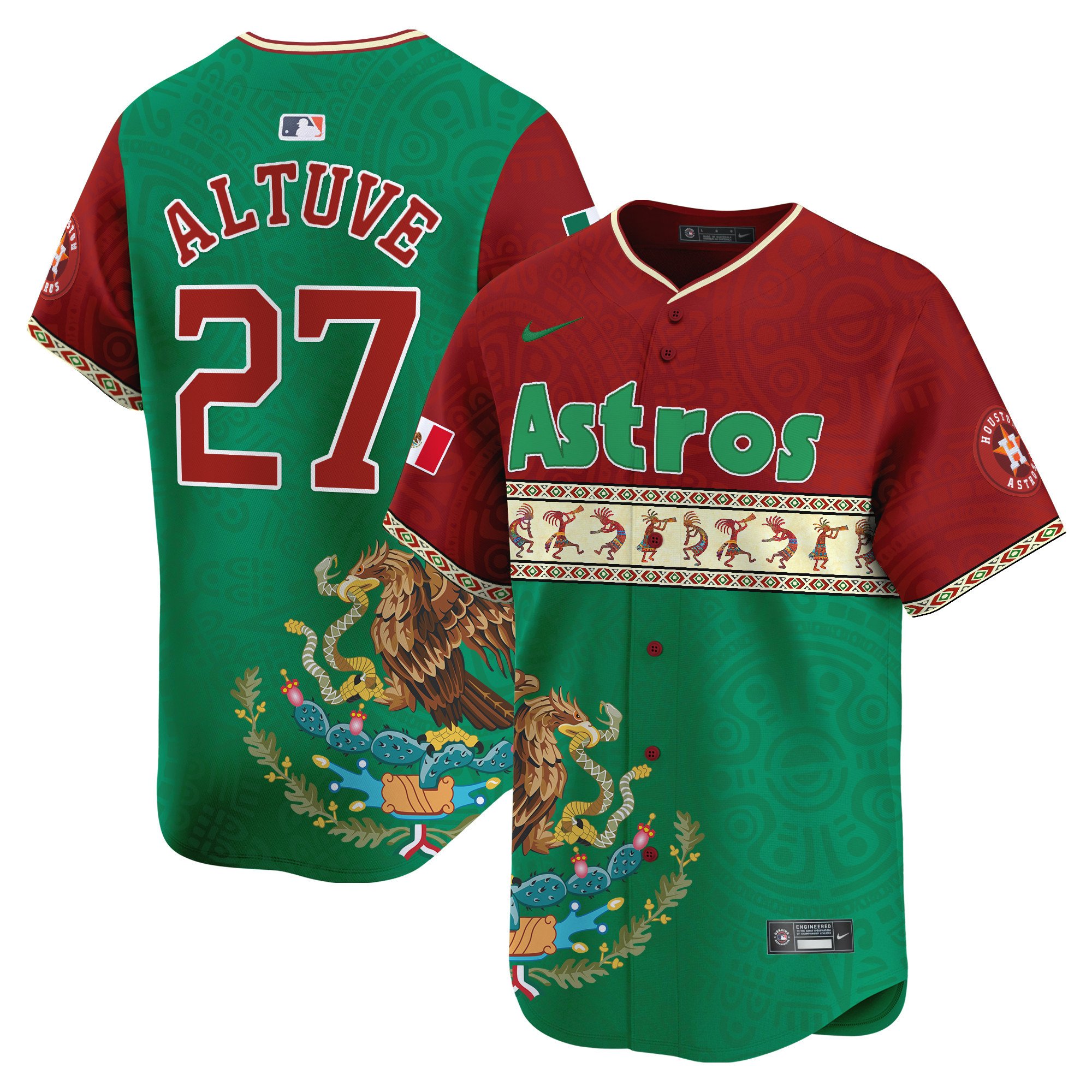 Men's JosÃˆ Altuve Houston Astros Mexico Aztec Vapor Premier Limited Split Jersey - Printed
