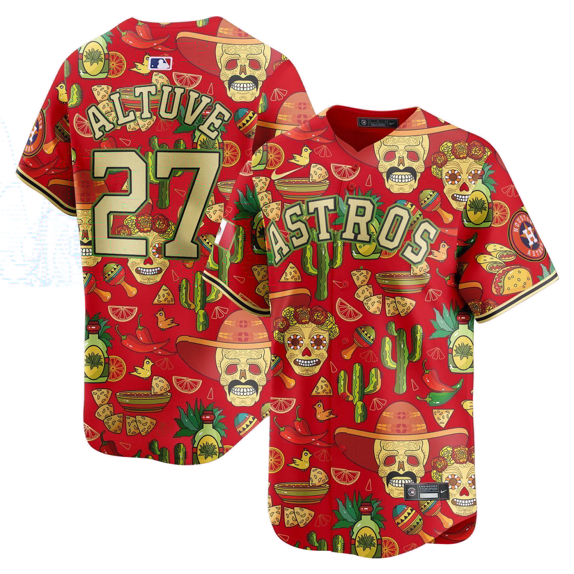 Men's JosÃˆ Altuve Houston Astros Mexico Cinco De Mayo Vapor Premier Limited Red Jersey - Printed