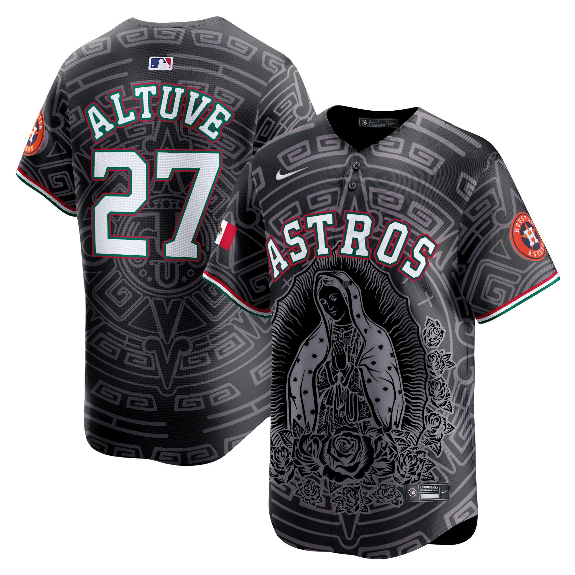 Men's JosÃˆ Altuve Houston Astros Mexico Guadalupe Vapor Premier Limited Black Jersey - Printed