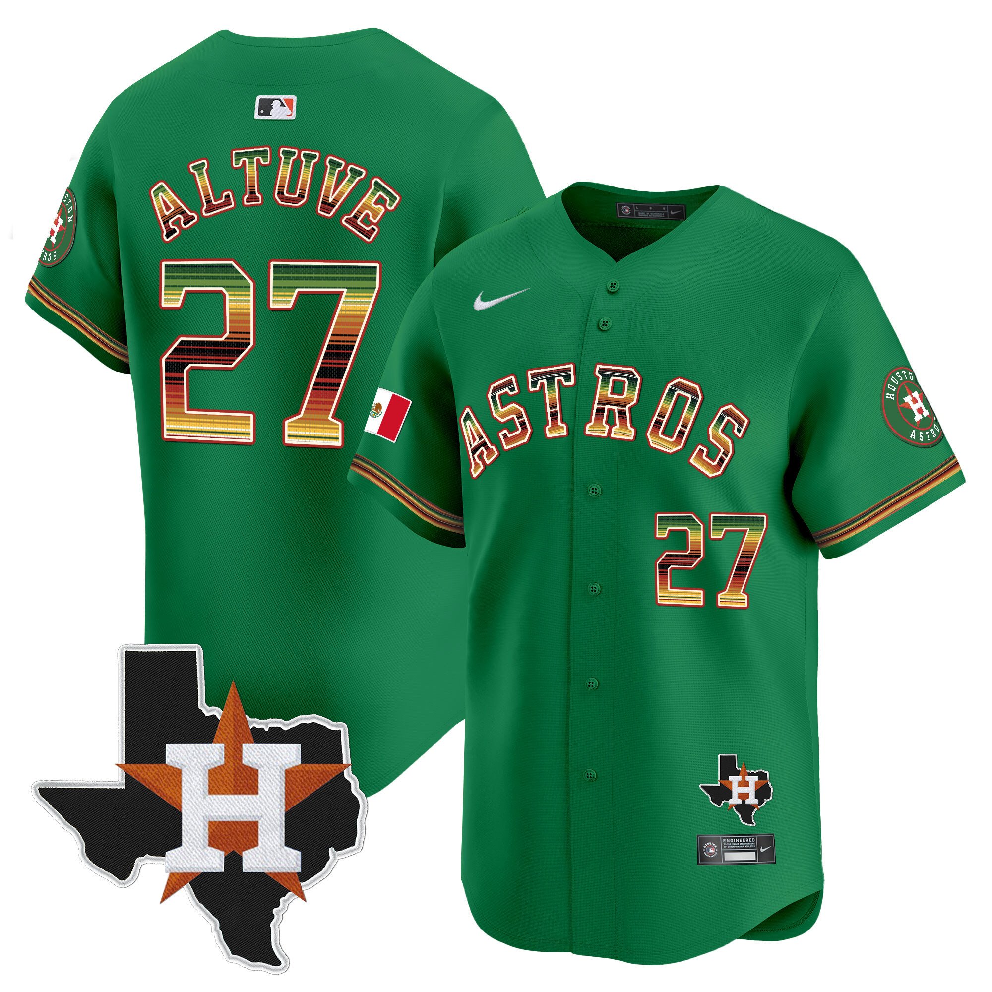Men's JosÃˆ Altuve Houston Astros Mexico Traditional Style Vapor Premier Limited Green Jersey - All Stitched