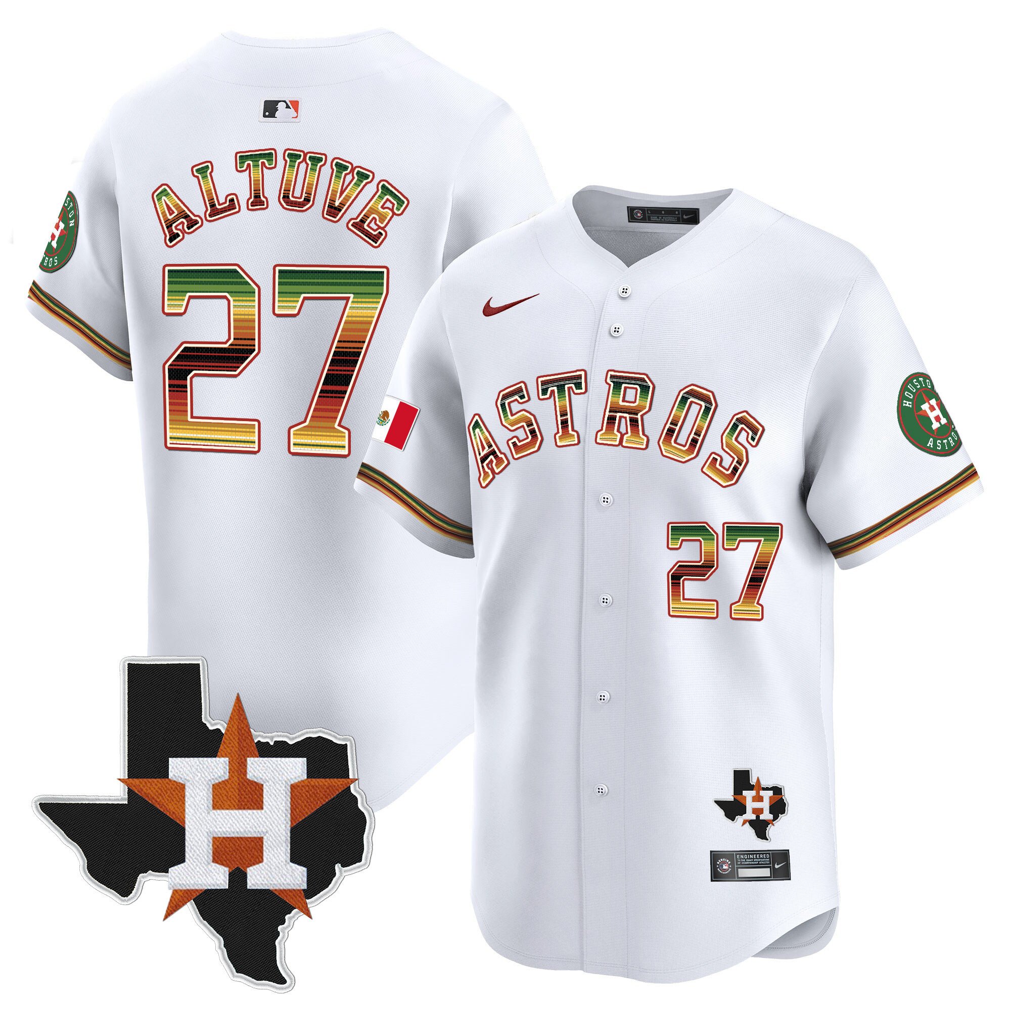 Men's JosÃˆ Altuve Houston Astros Mexico Traditional Style Vapor Premier Limited White Jersey - All Stitched