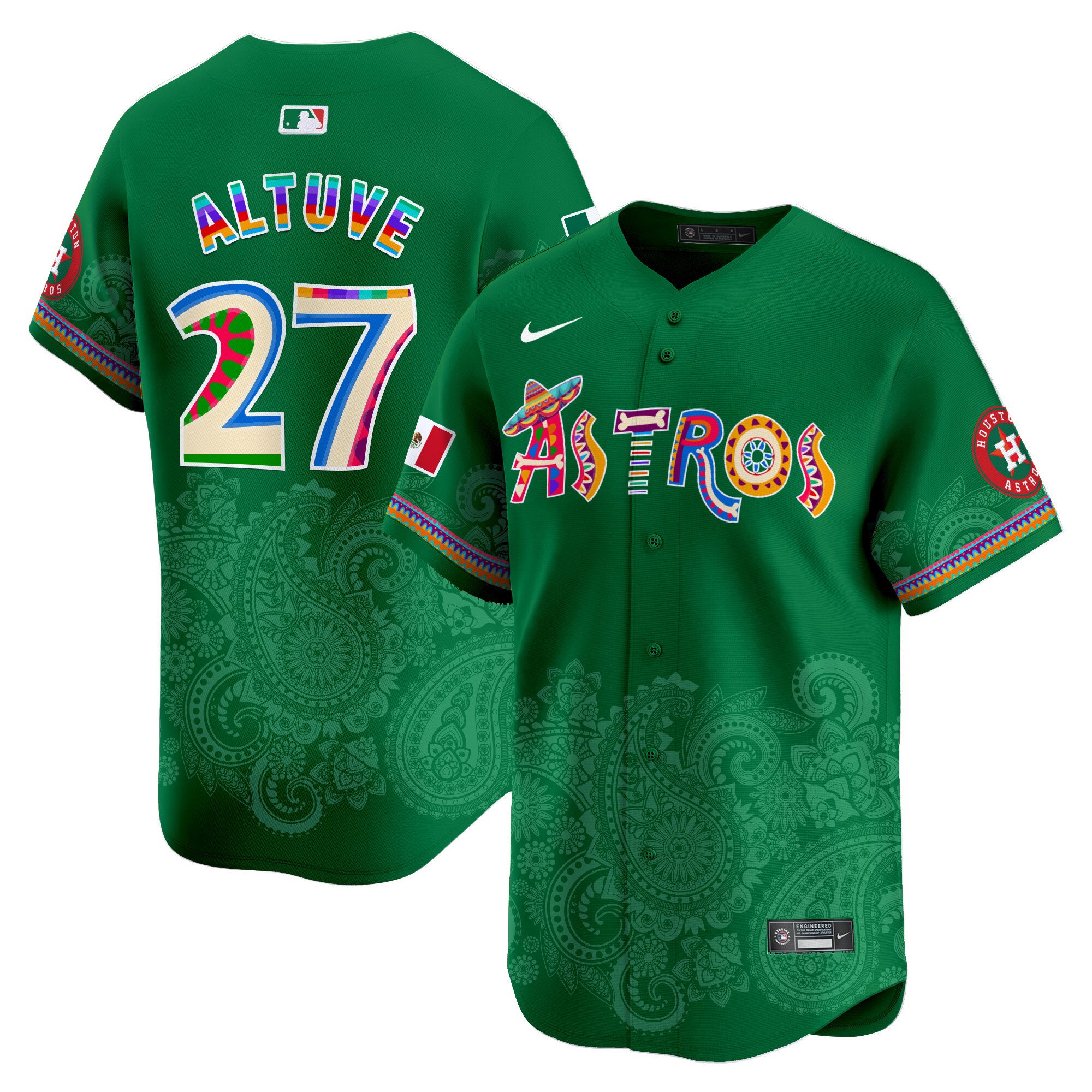 Men's JosÃˆ Altuve Houston Astros Paisley Mexico Vapor Premier Limited Green Jersey - Printed