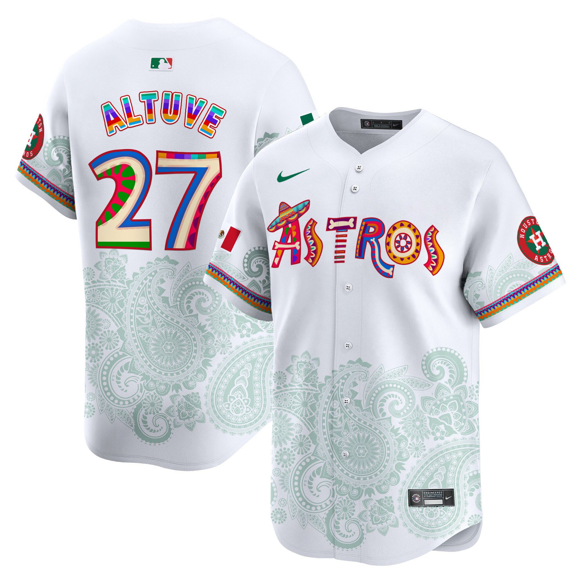 Men's JosÃˆ Altuve Houston Astros Paisley Mexico Vapor Premier Limited White Jersey - Printed