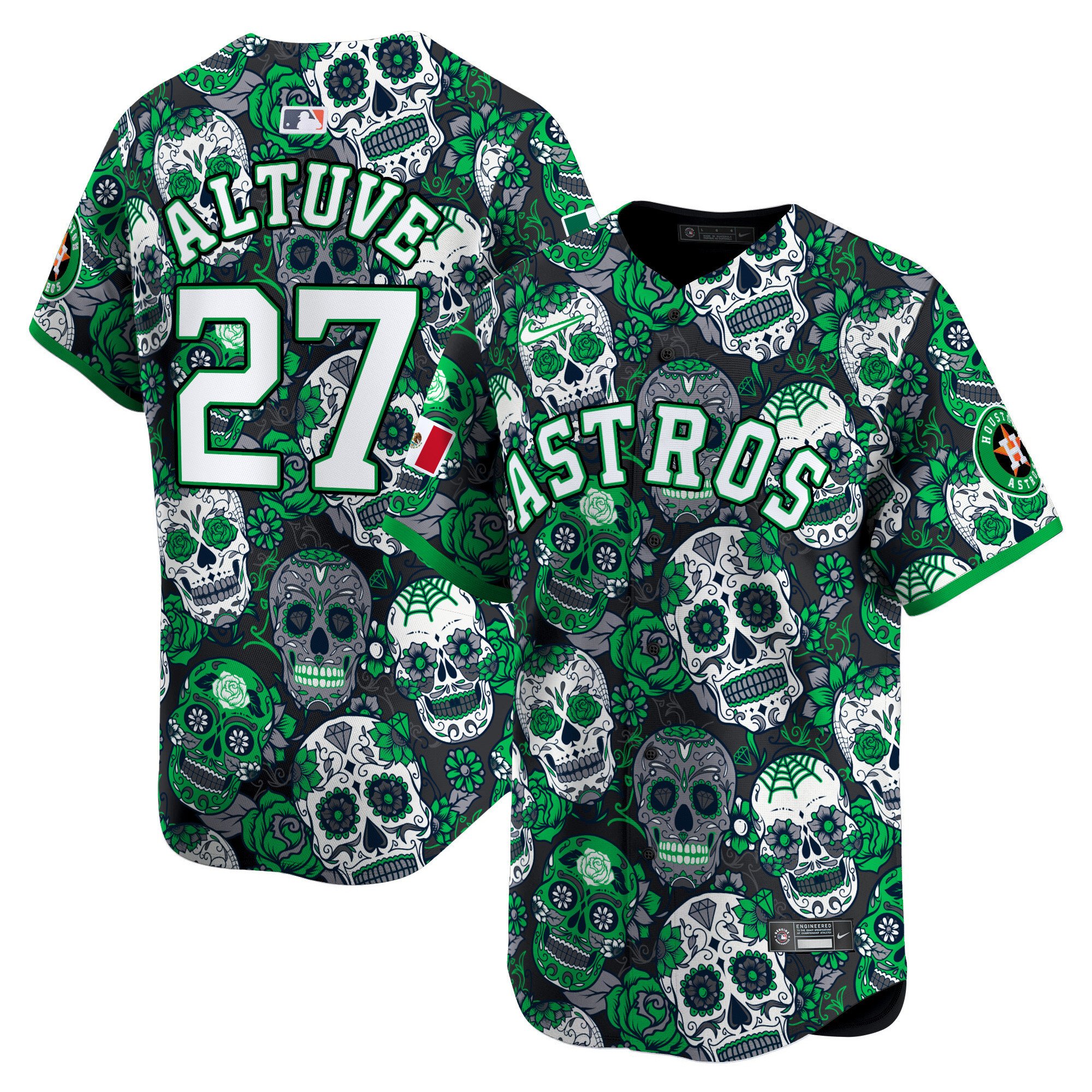 Men's JosÃˆ Altuve Houston Astros Sugar Skull Mexico Vapor Premier Limited Green Jersey - Printed