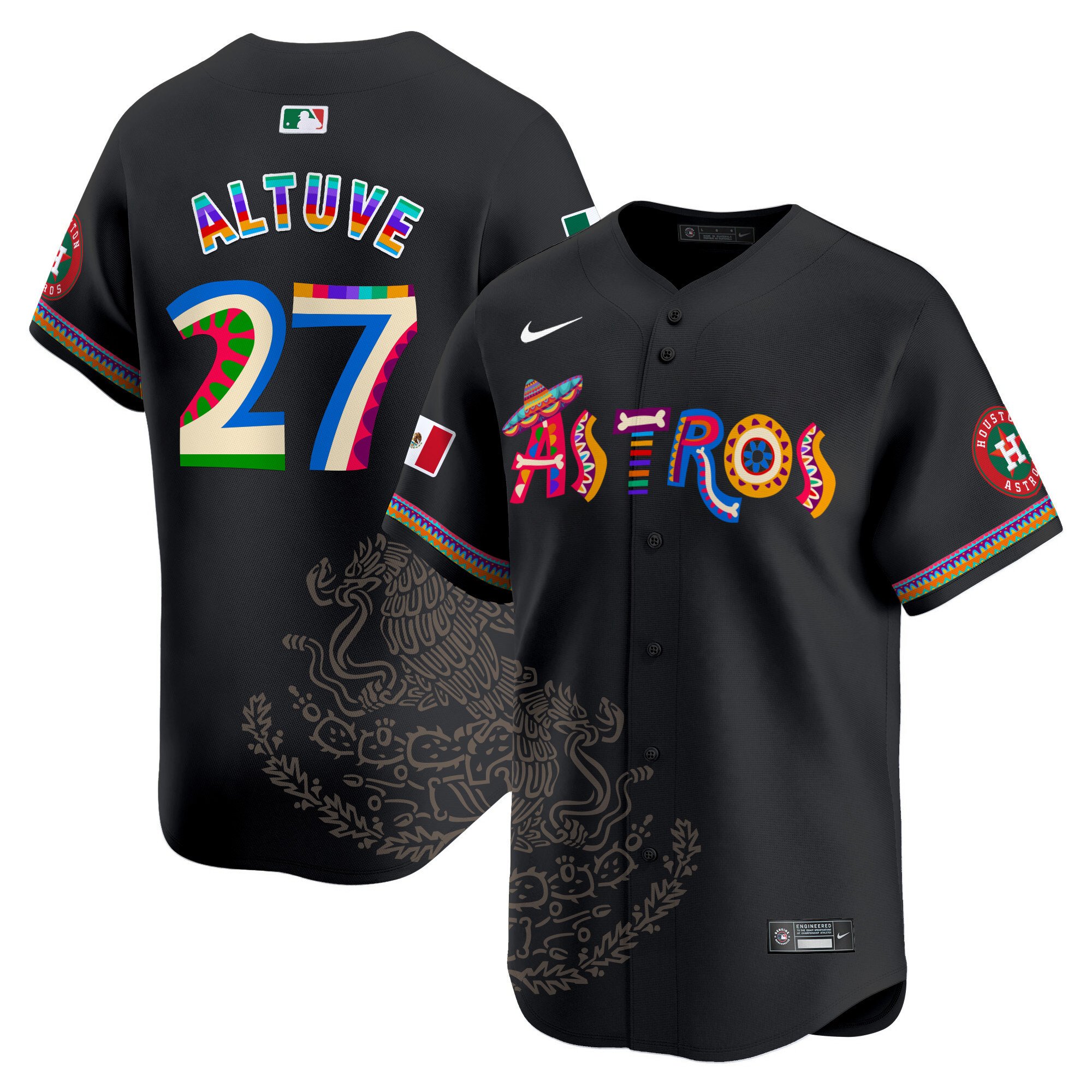 Men's JosÃˆ Altuve Houston Astros Viva Mexico Heritage Vapor Premier Limited Black Jersey - Printed