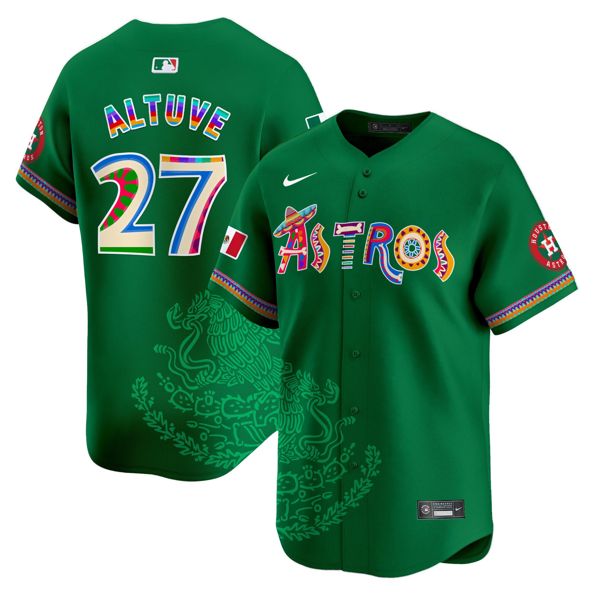 Men's JosÃˆ Altuve Houston Astros Viva Mexico Heritage Vapor Premier Limited Green Jersey - Printed
