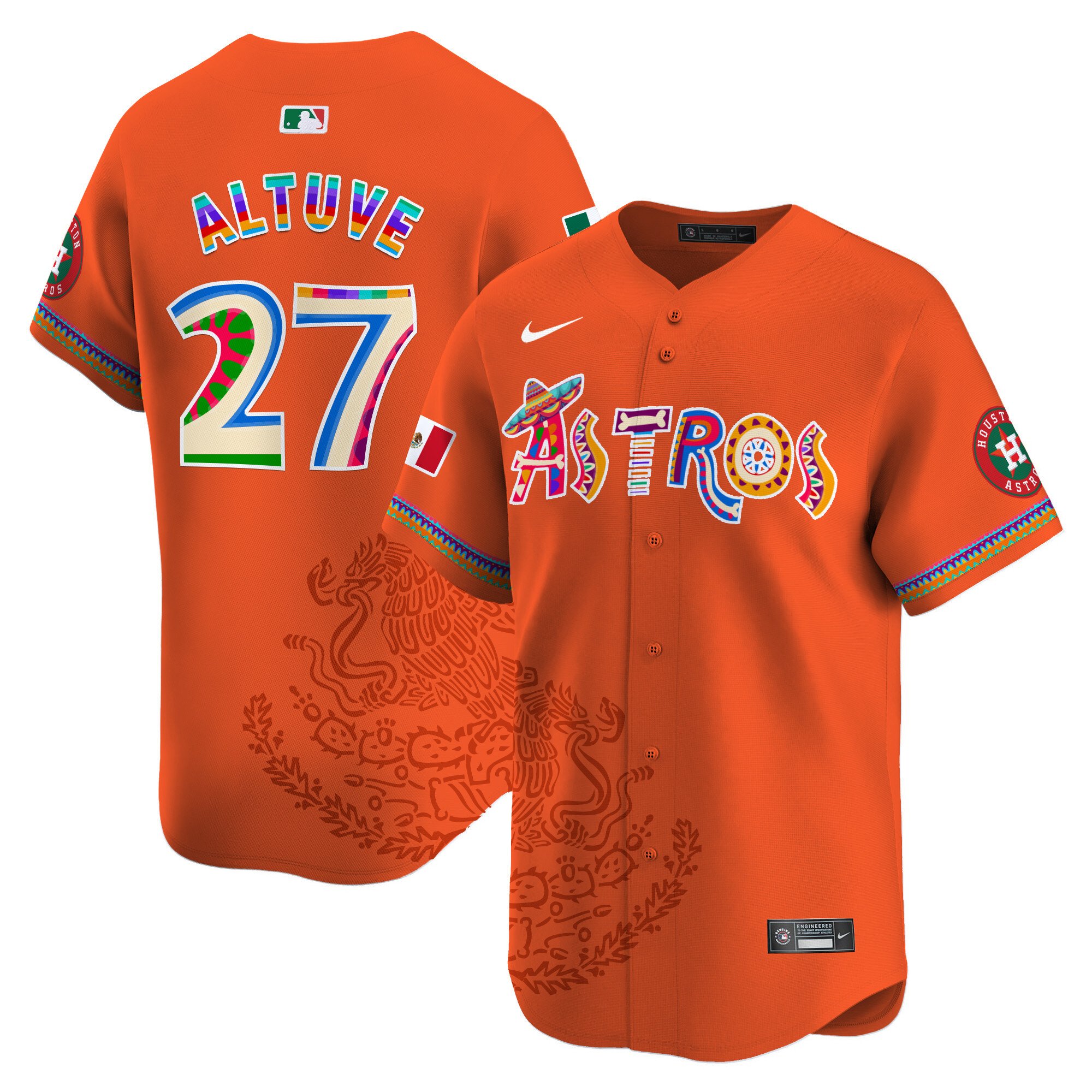 Men's JosÃˆ Altuve Houston Astros Viva Mexico Heritage Vapor Premier Limited Orange Jersey - Printed