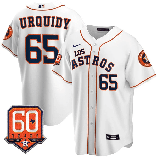 Men's JosÃˆ Urquidy Houston Astros - Ã¬Los AstrosÃ® Hispanic Heritage 60th Anniversary Patch White Jersey Ã± All Stitched