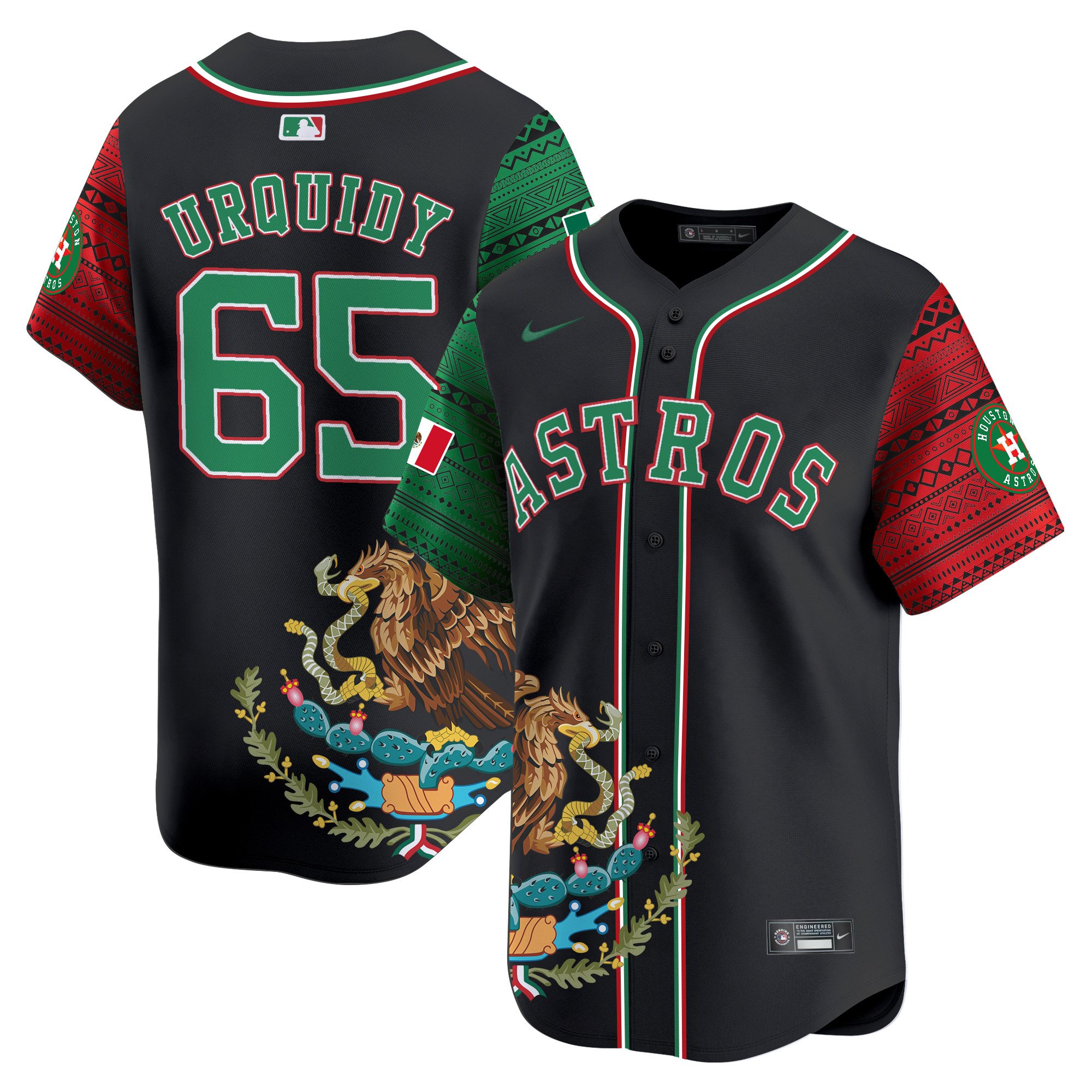 Men's Jose Urquidy Houston Astros Aztec Mexico Vapor Premier Limited Black Jersey - Printed