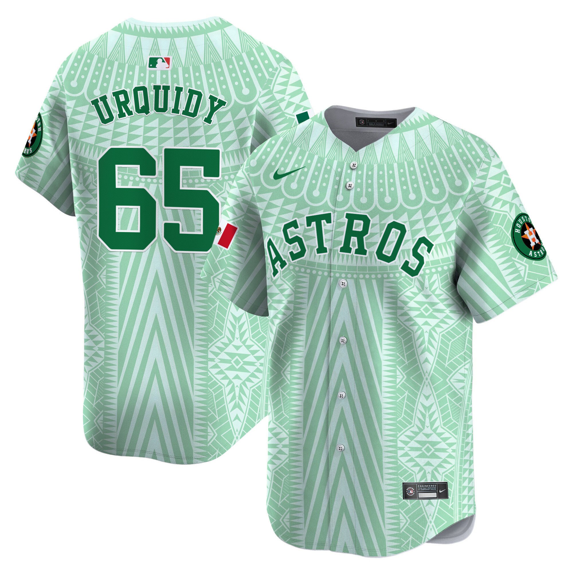 Men's Jose Urquidy Houston Astros Mexico Aztec Pattern Vapor Premier Limited Pale Green Jersey - Printed