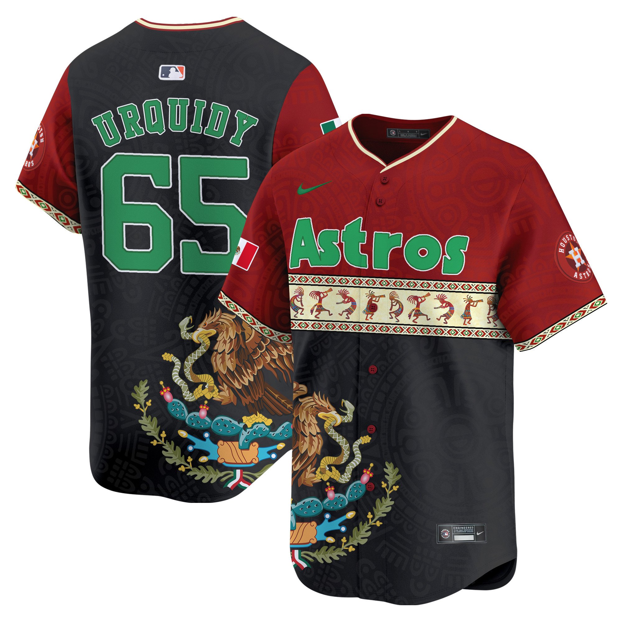 Men's Jose Urquidy Houston Astros Mexico Aztec Vapor Premier Limited Red Jersey - Printed