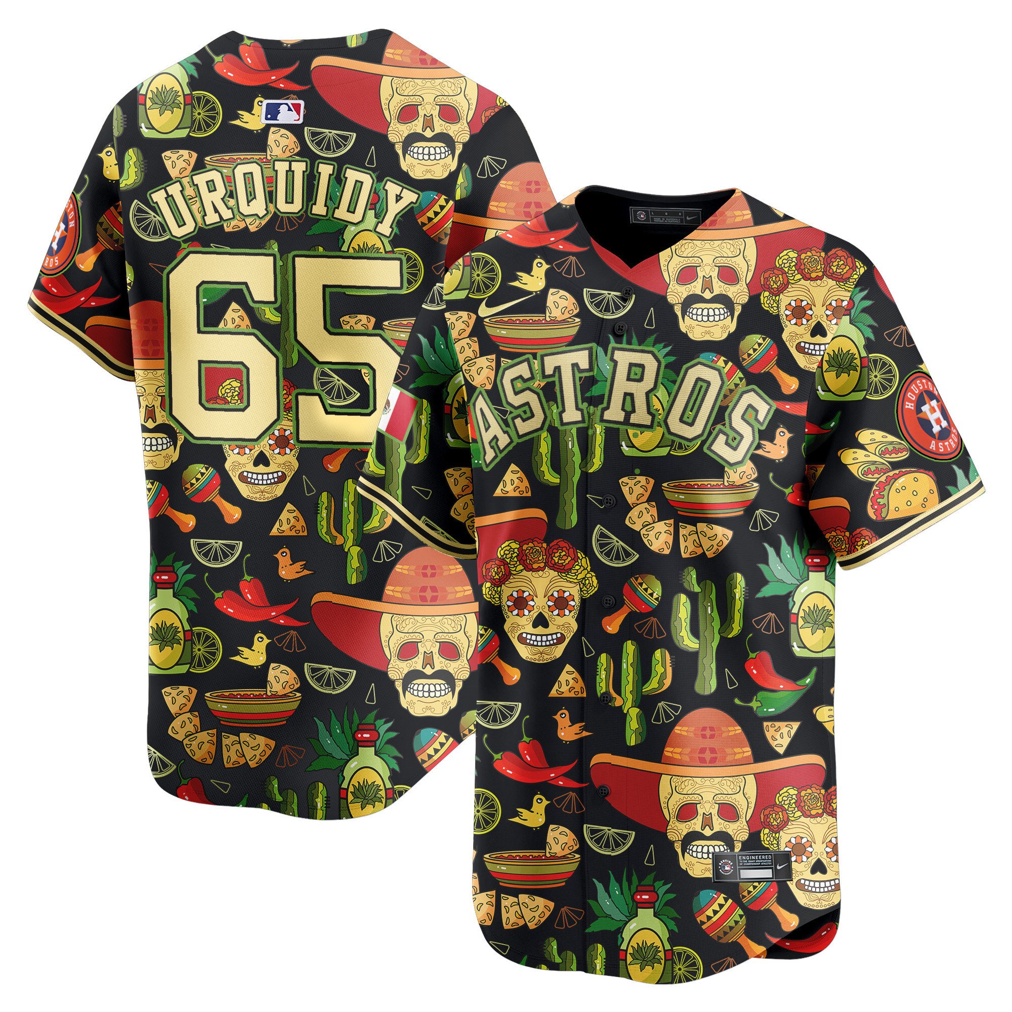 Men's Jose Urquidy Houston Astros Mexico Cinco De Mayo Vapor Premier Limited Black Jersey - Printed