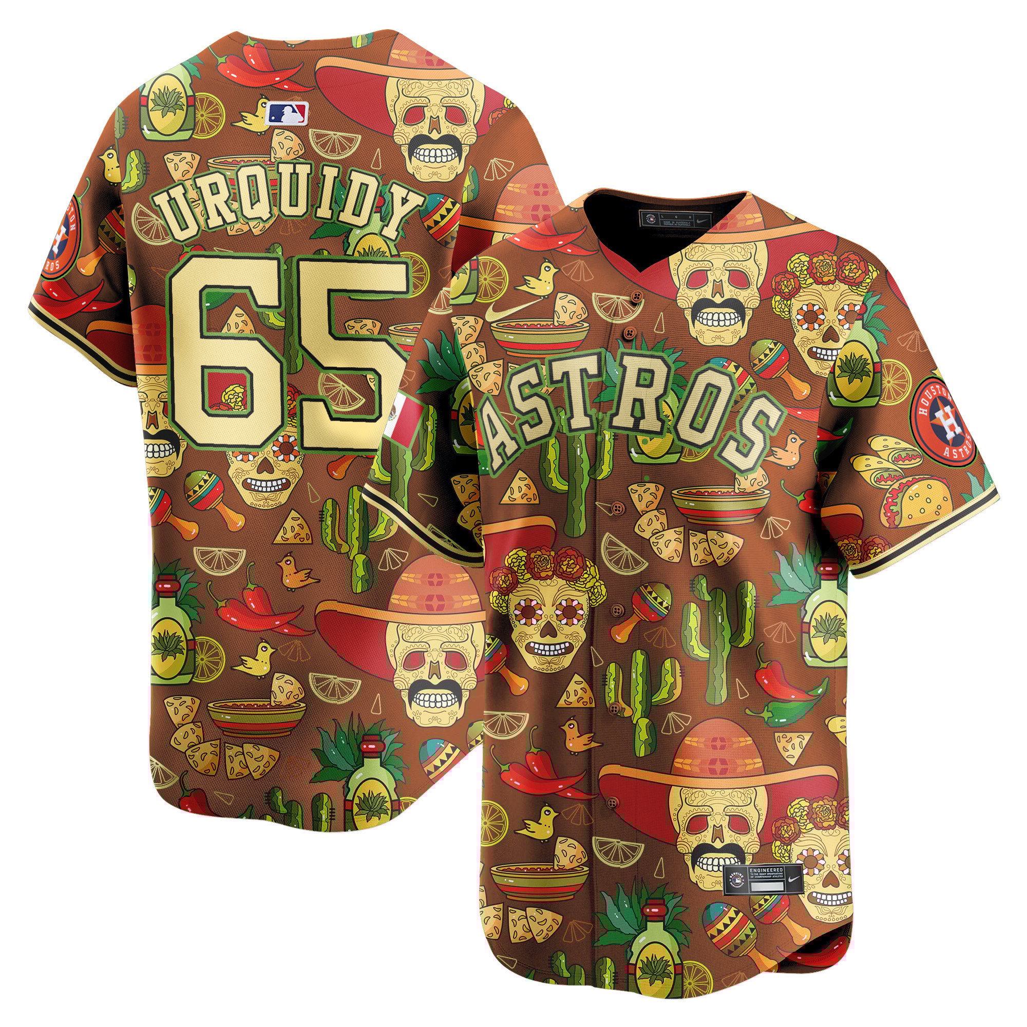 Men's Jose Urquidy Houston Astros Mexico Cinco De Mayo Vapor Premier Limited Brown Jersey - Printed