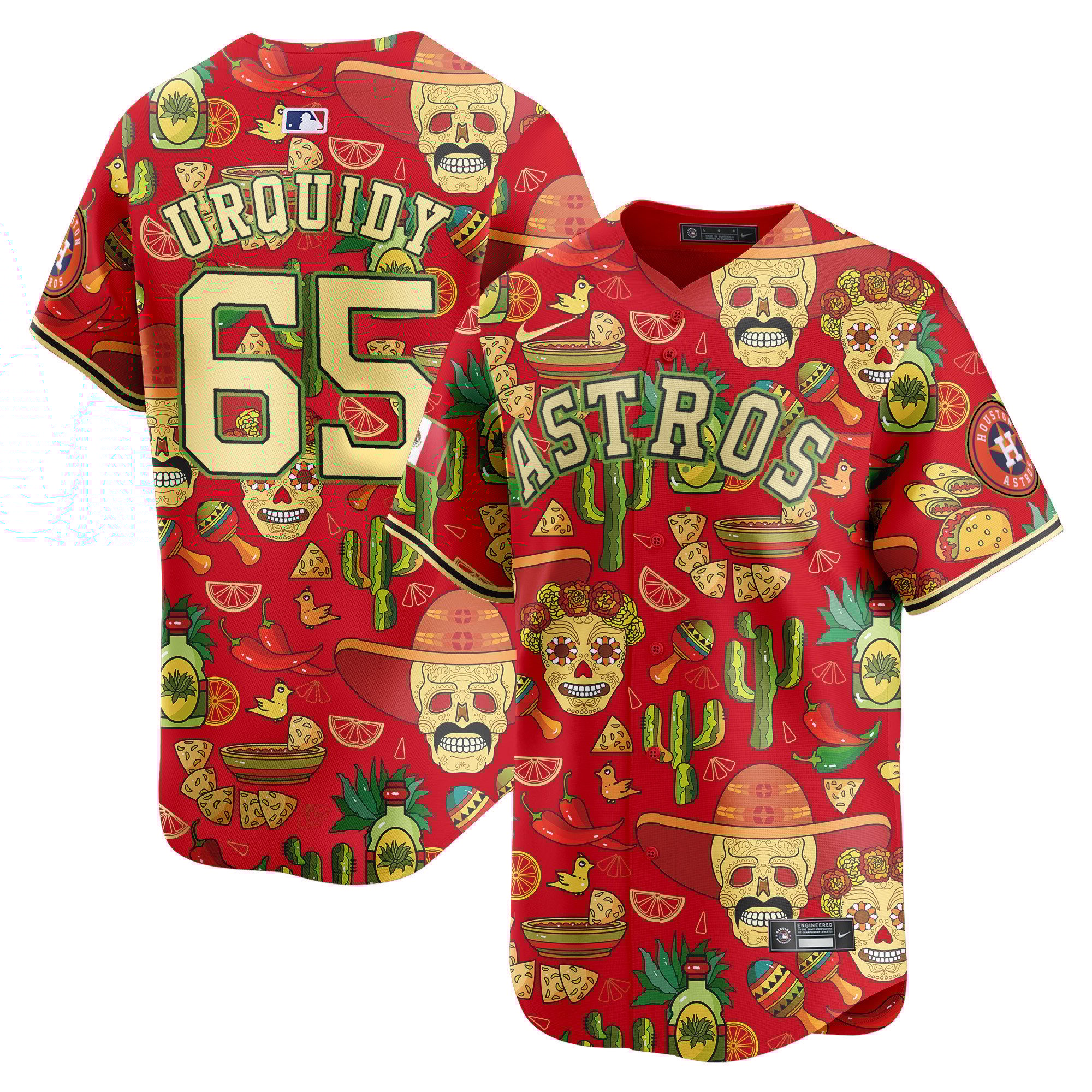 Men's Jose Urquidy Houston Astros Mexico Cinco De Mayo Vapor Premier Limited Red Jersey - Printed