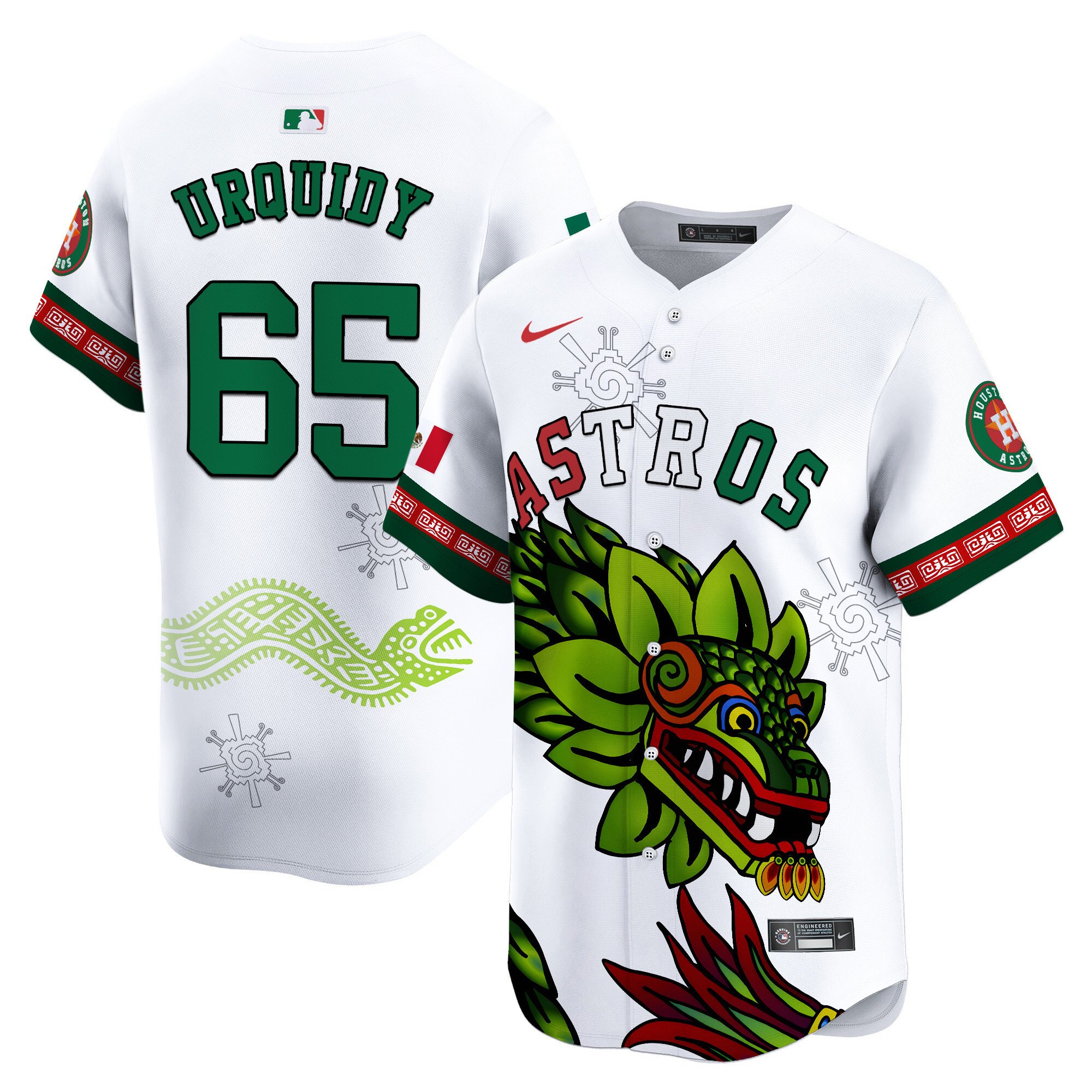 Men's Jose Urquidy Houston Astros Mexico Quetzalcoatl Aztec Vapor Limited White Jersey - Printed