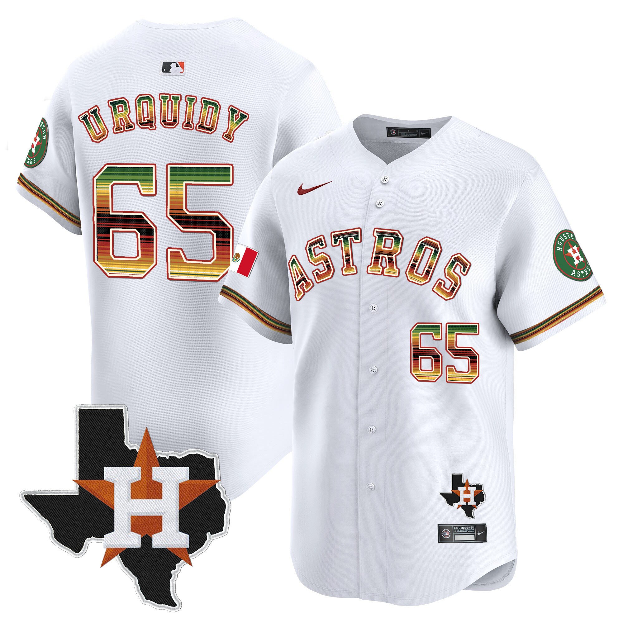 Men's Jose Urquidy Houston Astros Mexico Traditional Style Vapor Premier Limited White Jersey - All Stitched