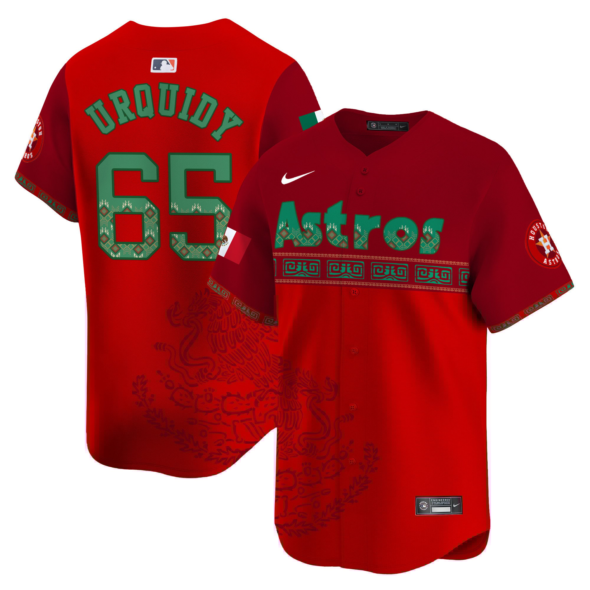 Men's Jose Urquidy Houston Astros Mexico Vapor Premier Limited Red Jersey V5 - Printed