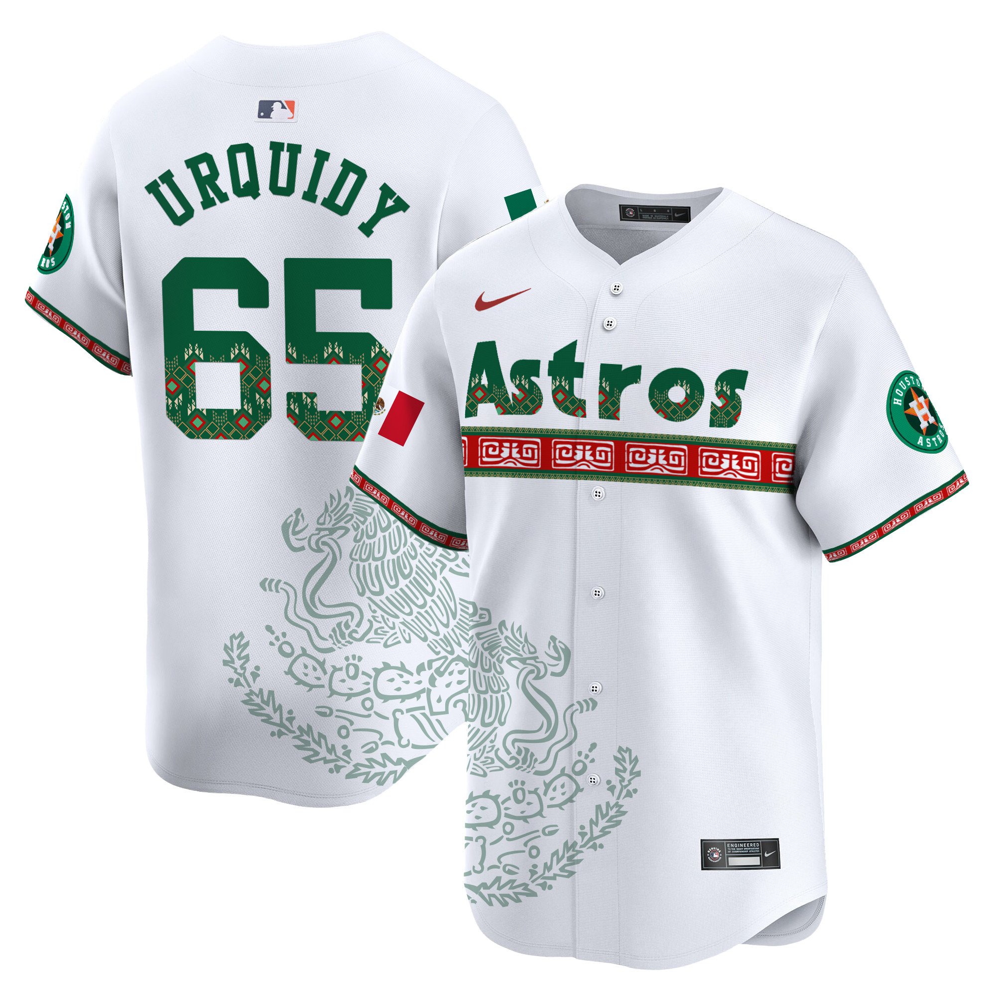 Men's Jose Urquidy Houston Astros Mexico Vapor Premier Limited White Jersey V5 - Printed