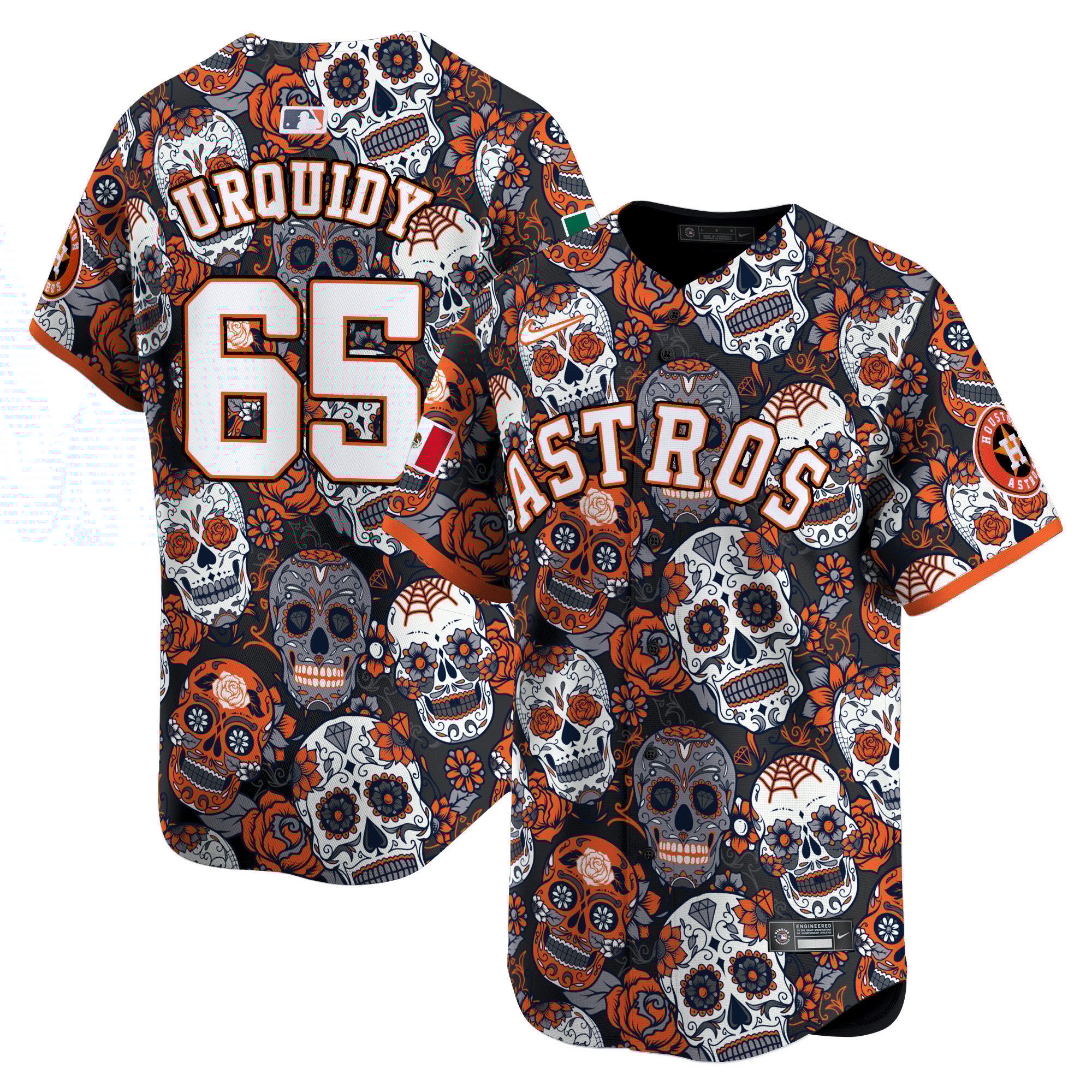 Men's Jose Urquidy Houston Astros Sugar Skull Mexico Vapor Premier Limited Orange Jersey - Printed