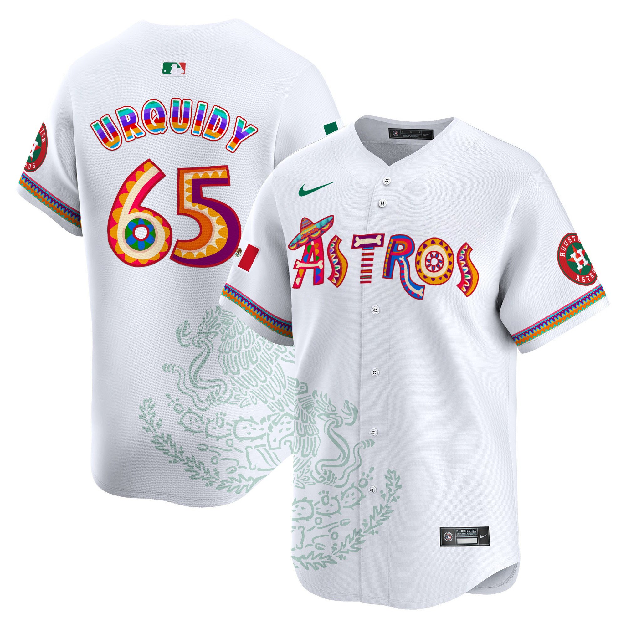 Men's Jose Urquidy Houston Astros Viva Mexico Heritage Vapor Premier Limited White Jersey - Printed