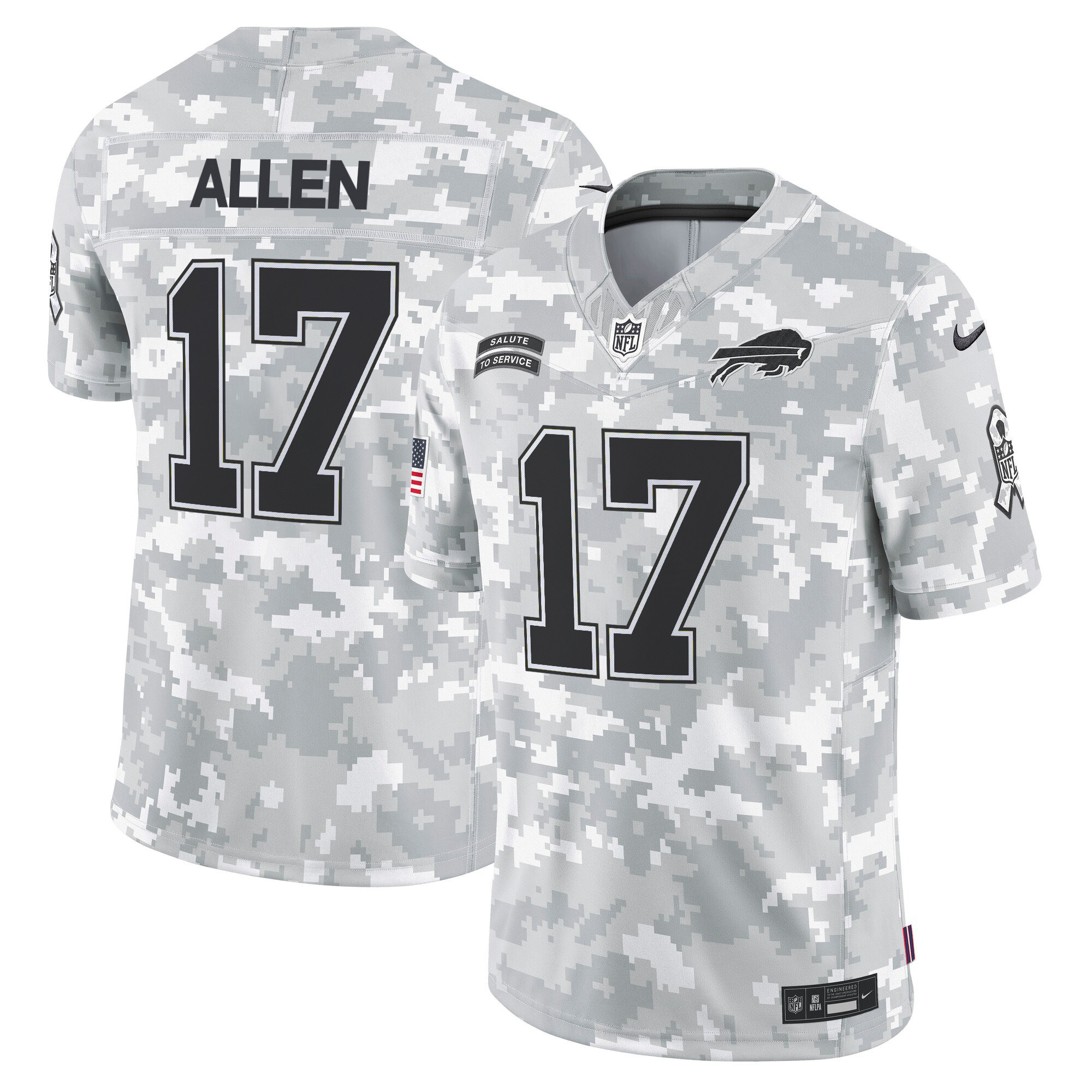 Men's Josh Allen Buffalo Bills 2024 Salute to Service Vapor Limited Jersey - Arctic Camo - All Stitched
