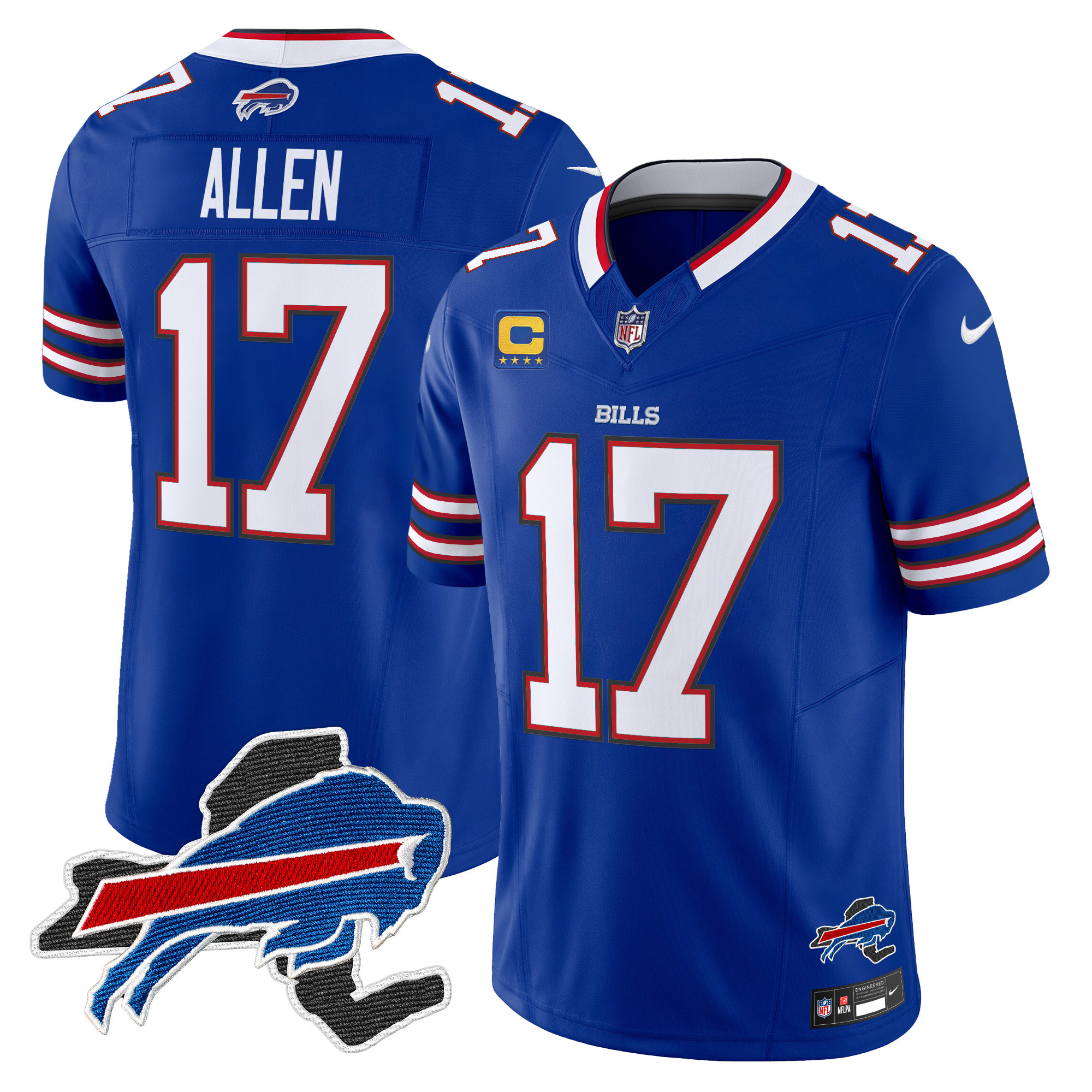 Men's Josh Allen Buffalo Bills New York Patch Vapor Limited Royal Jersey V3 - All Stitched