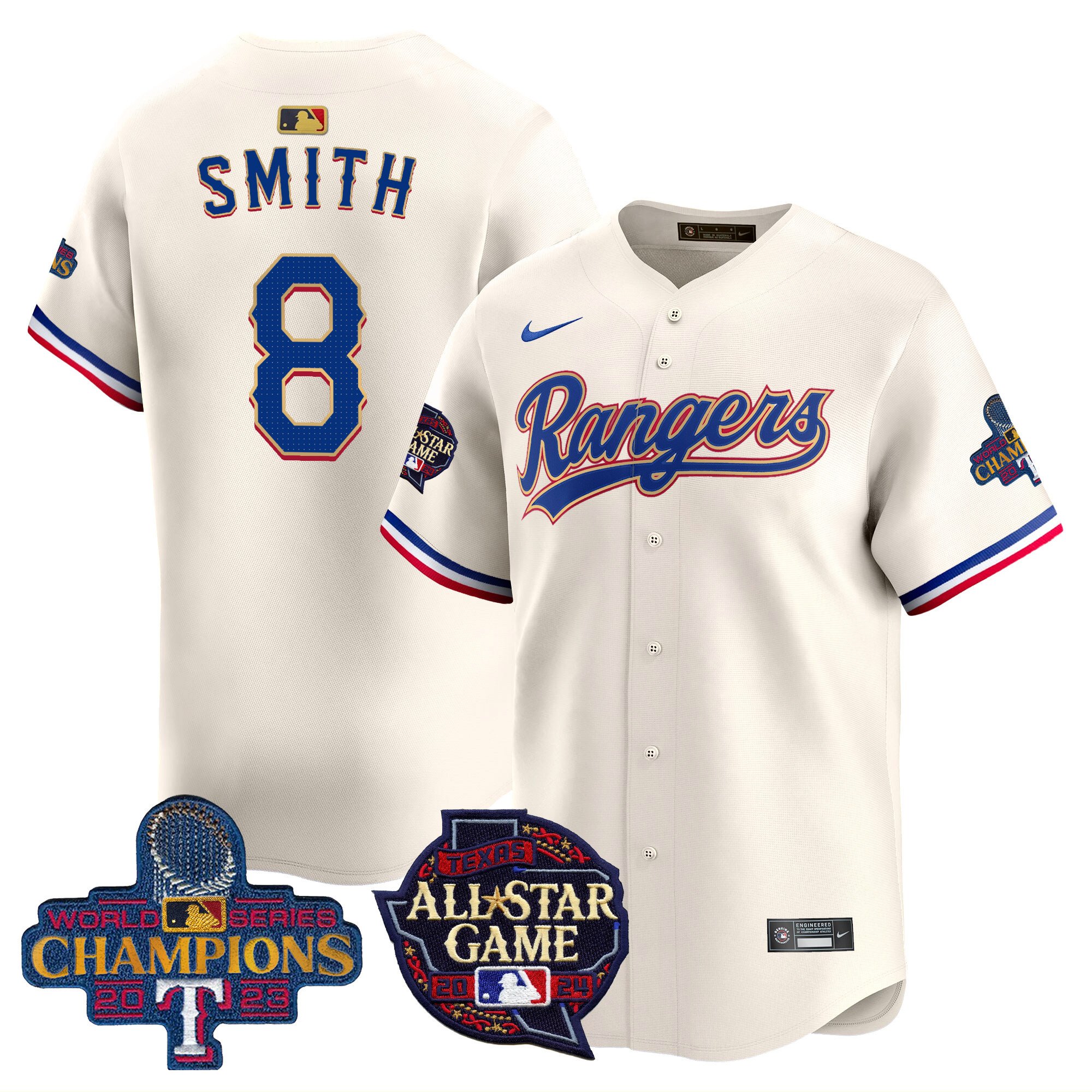 Men's Josh Smith Texas Rangers 2024 All Star Game Patch Vapor Premier Limited Cream Jersey - All Stitched