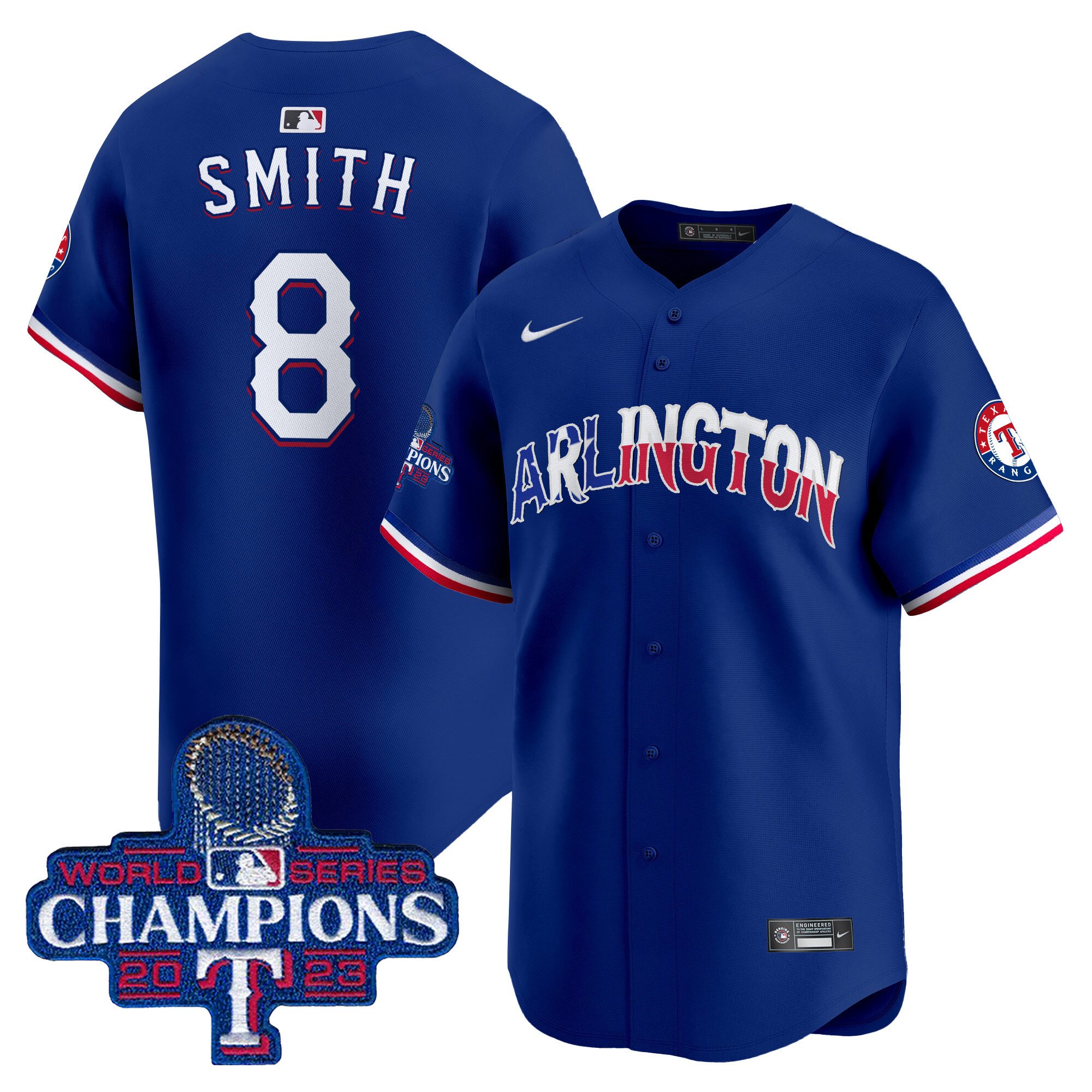 Men's Josh Smith Texas Rangers Arlington Champions Vapor Premier Limited Royal Jersey - All Stitched