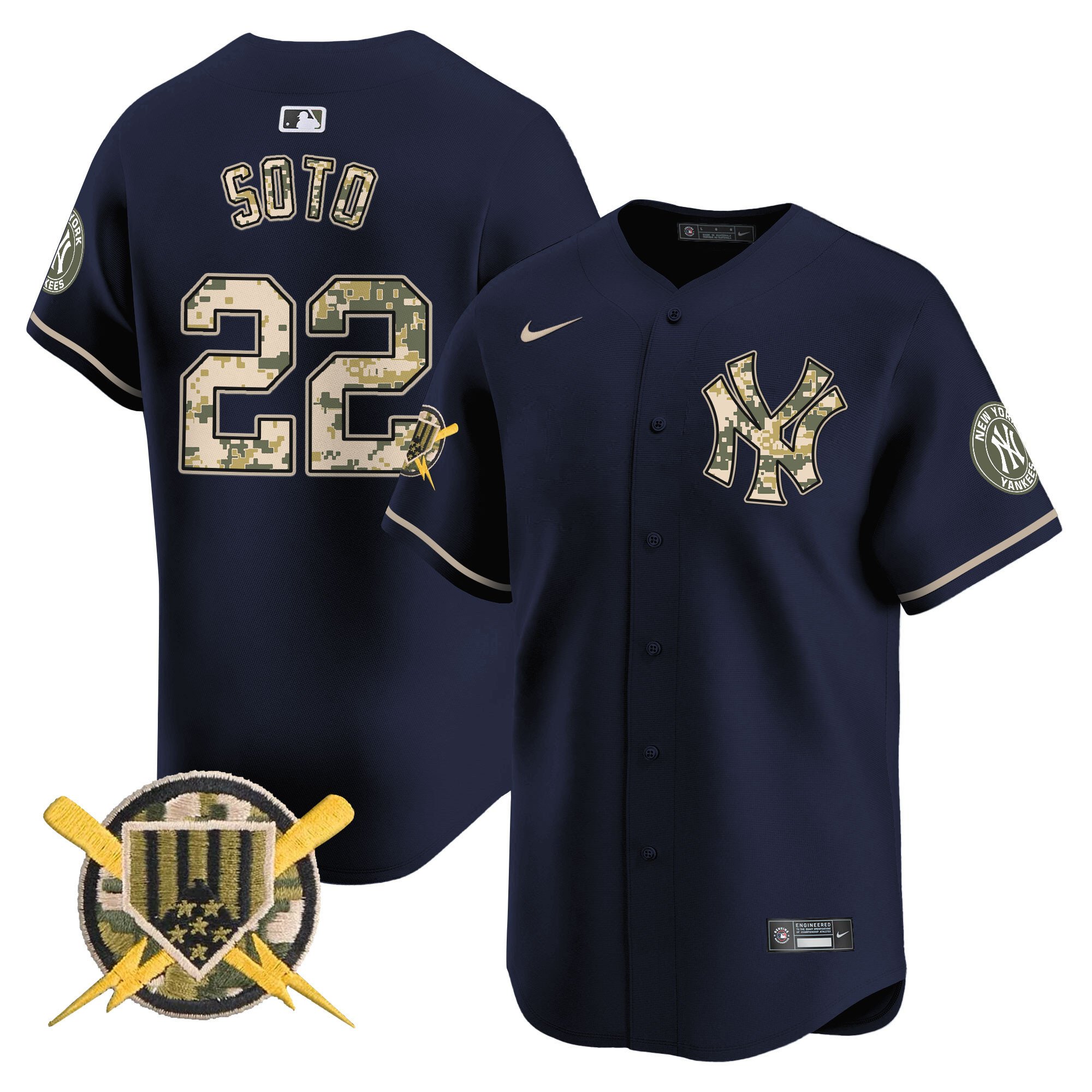 Men's Juan Soto New York Yankees Armed Forces Day Vapor Premier Limited Navy Jersey - All Stitched