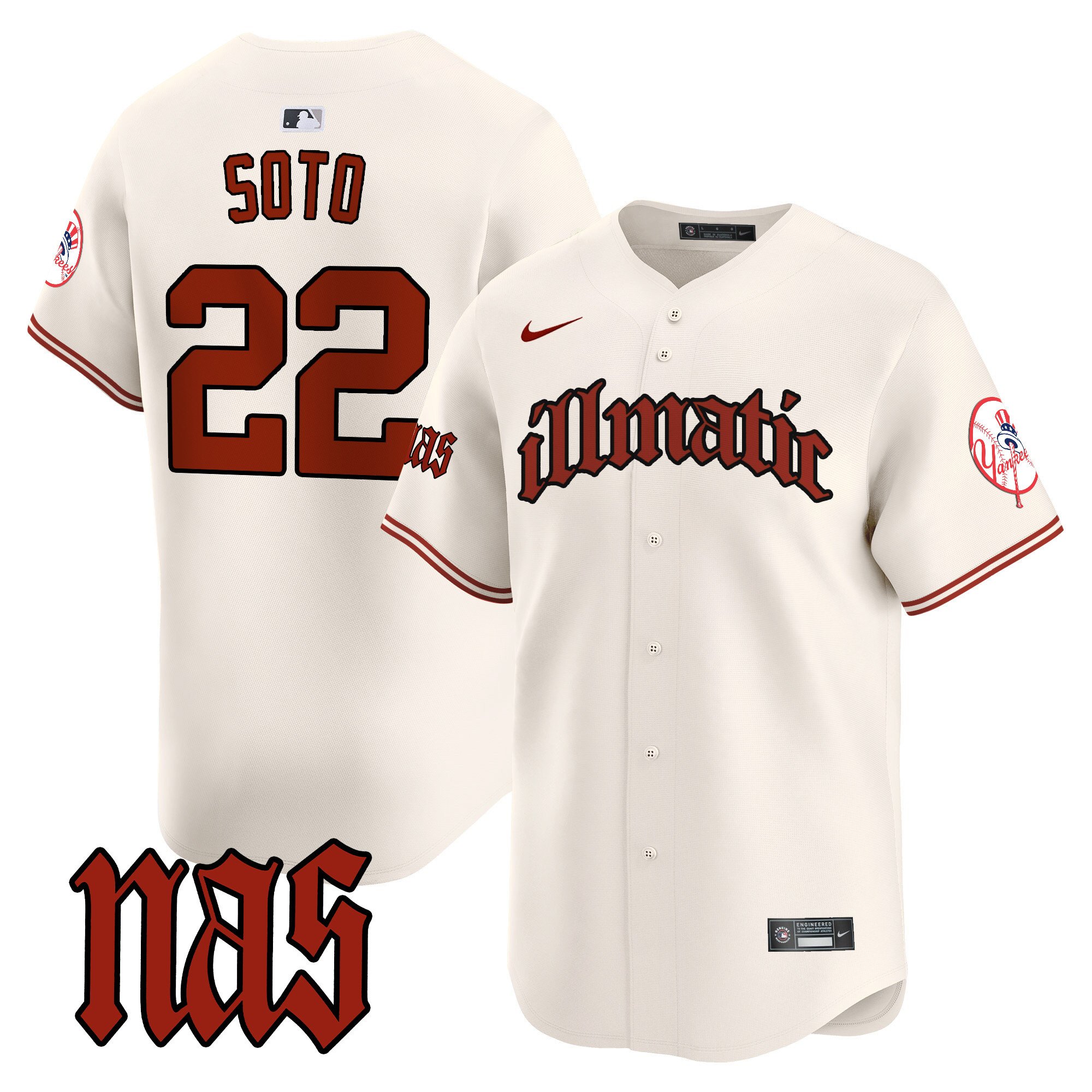 Men's Juan Soto New York Yankees Nas Illmatic Vapor Premier Limited Cream Jersey - All Stitched