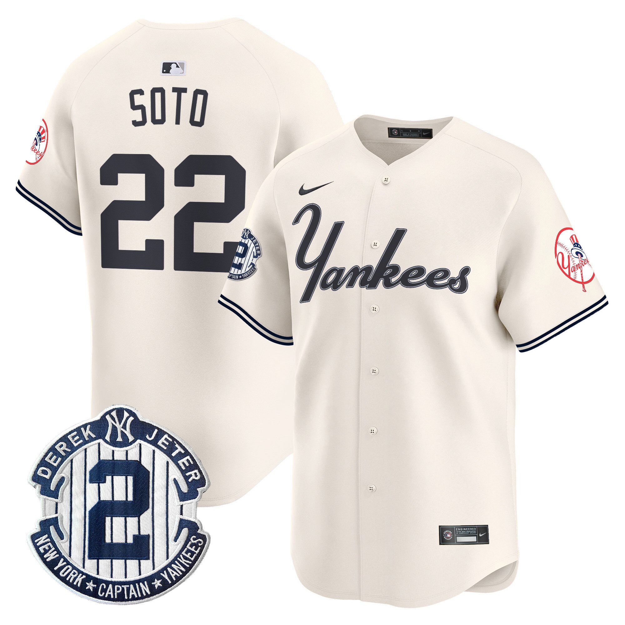 Men's Juan Soto New York Yankees Throwback Vapor Premier Limited Cream Jersey - All Stitched