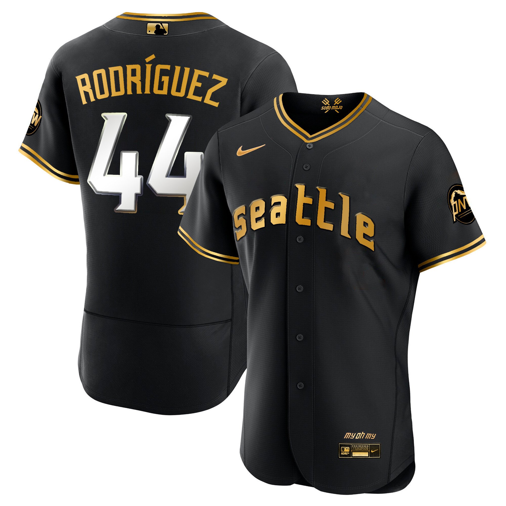 Men's Julio Rodriguez Seattle Mariners 2023 City Connect Gold Flex Black Gold Jersey - All Stitched