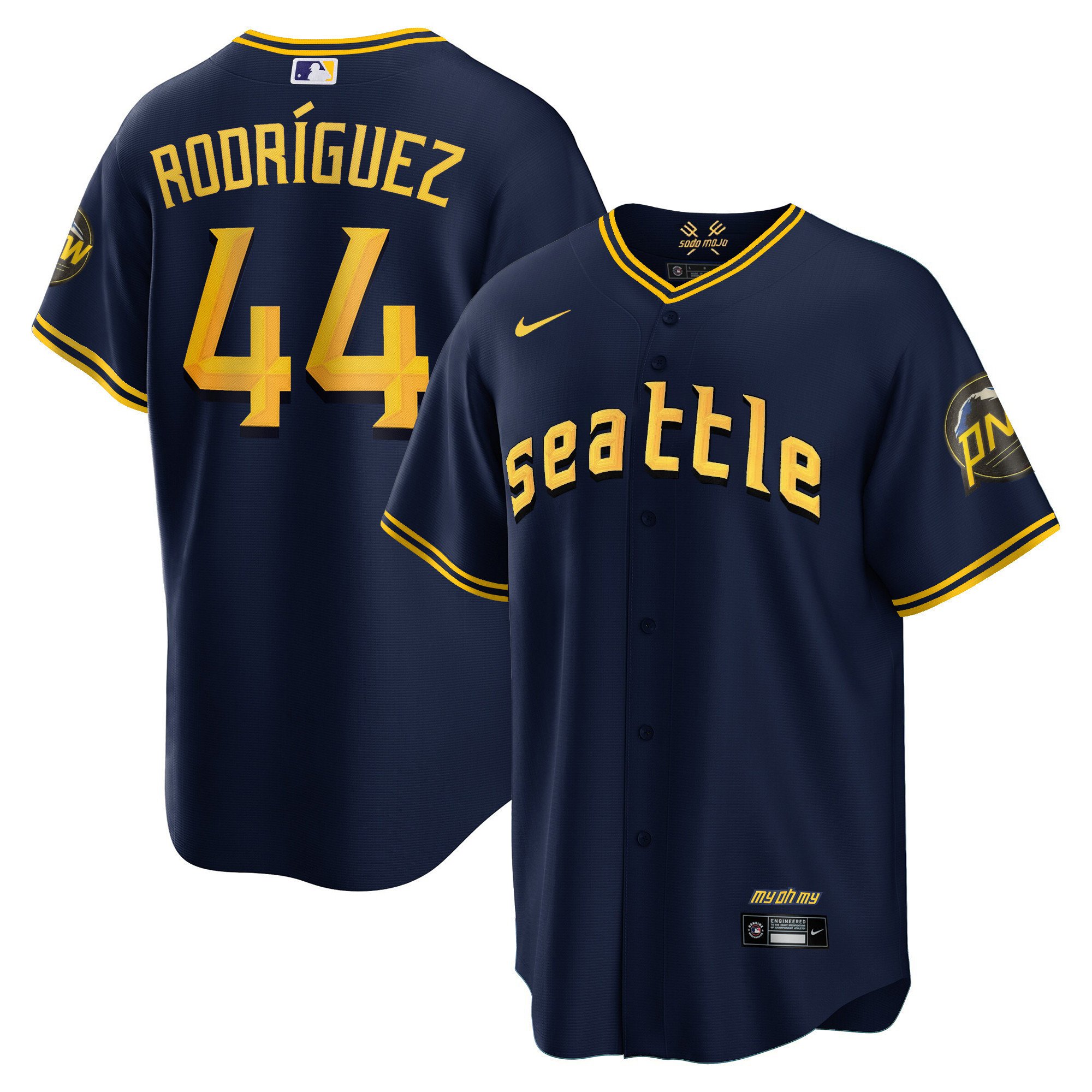 Men's Julio Rodriguez Seattle Mariners City Connect Cool Base Navy Jersey - All Stitched