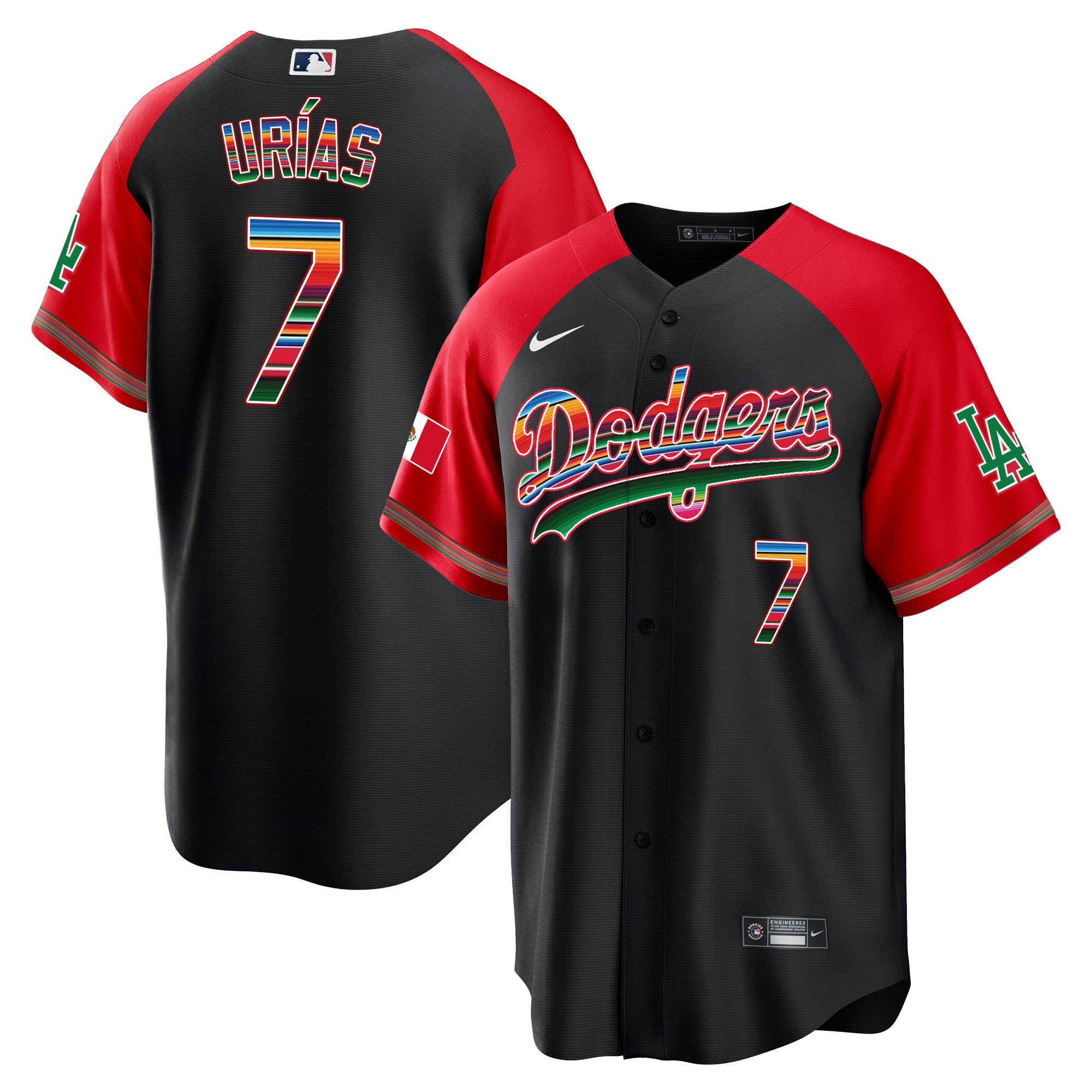 Men's Julio UrÃŒas Los Angeles Dodgers Mexico Alternate Cool Base Black Jersey - All Stitched