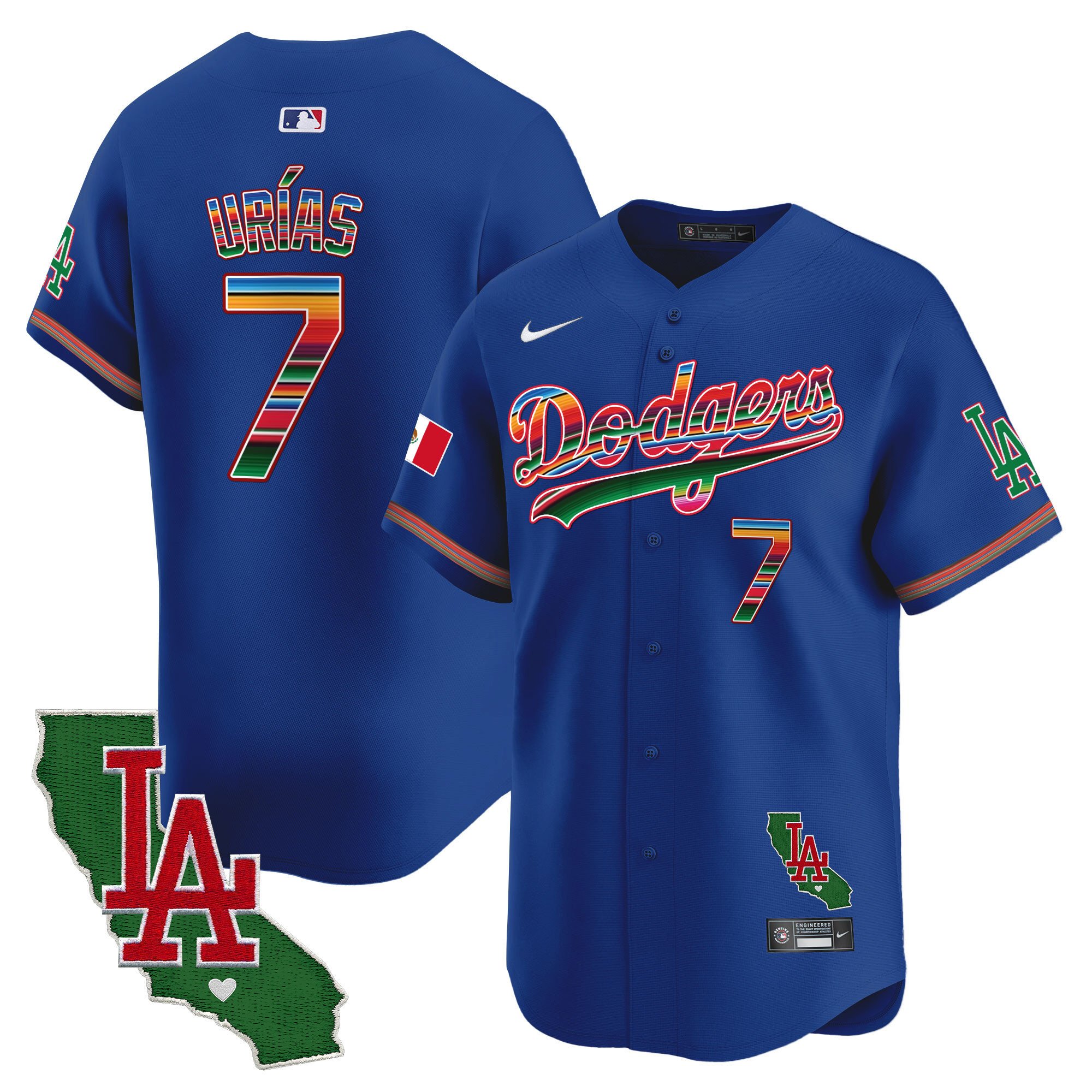 Men's Julio UrÃŒas Los Angeles Dodgers Mexico California Patch Vapor Premier Limited Royal Jersey - All Stitched