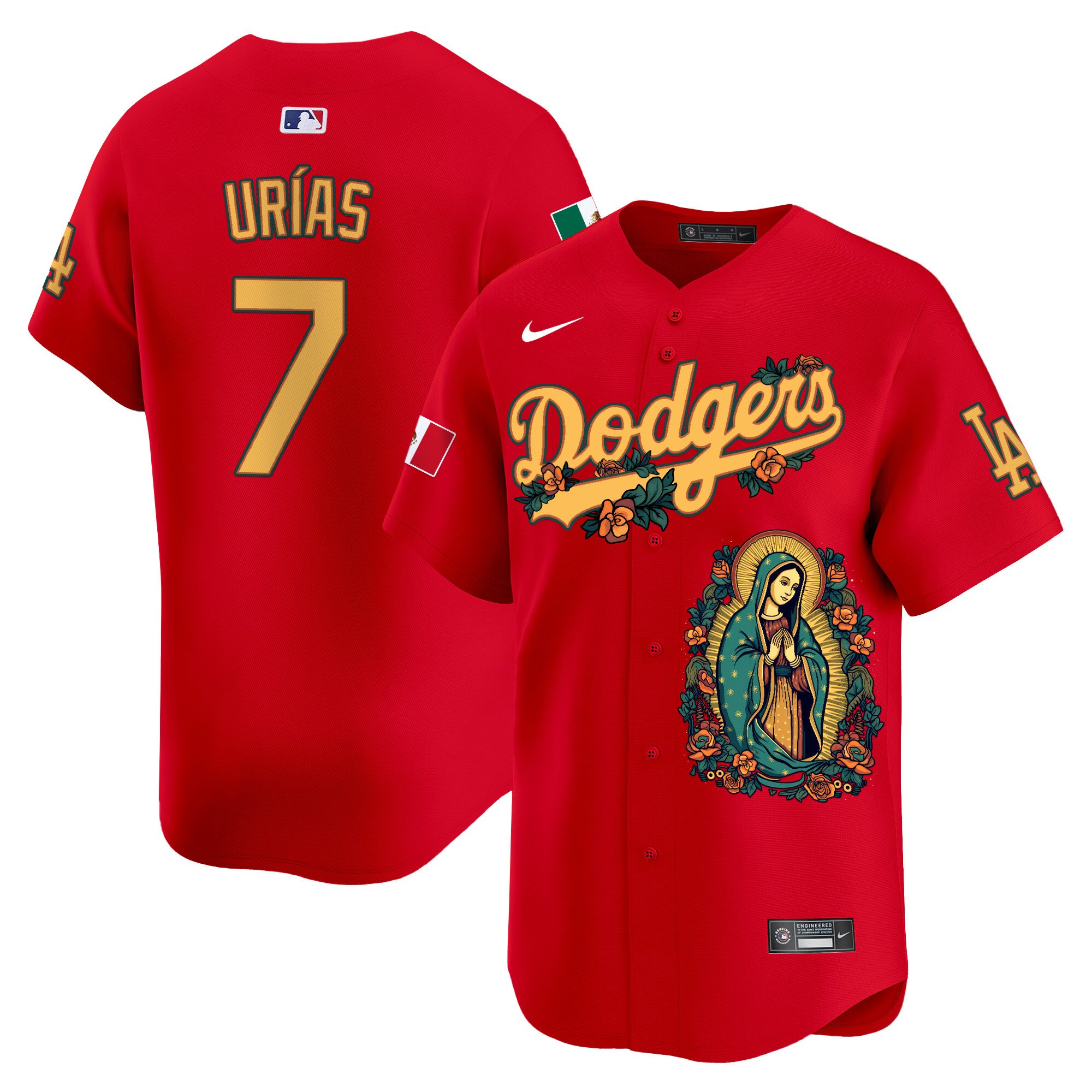 Men's Julio UrÃŒas Los Angeles Dodgers Mexico Guadalupe Vapor Premier Limited Red Jersey - Printed