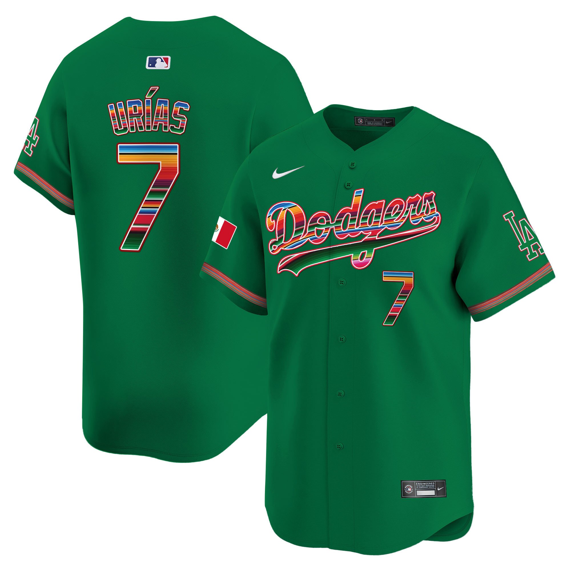 Men's Julio UrÃŒas Los Angeles Dodgers Mexico Vapor Premier Limited Green Jersey - All Stitched