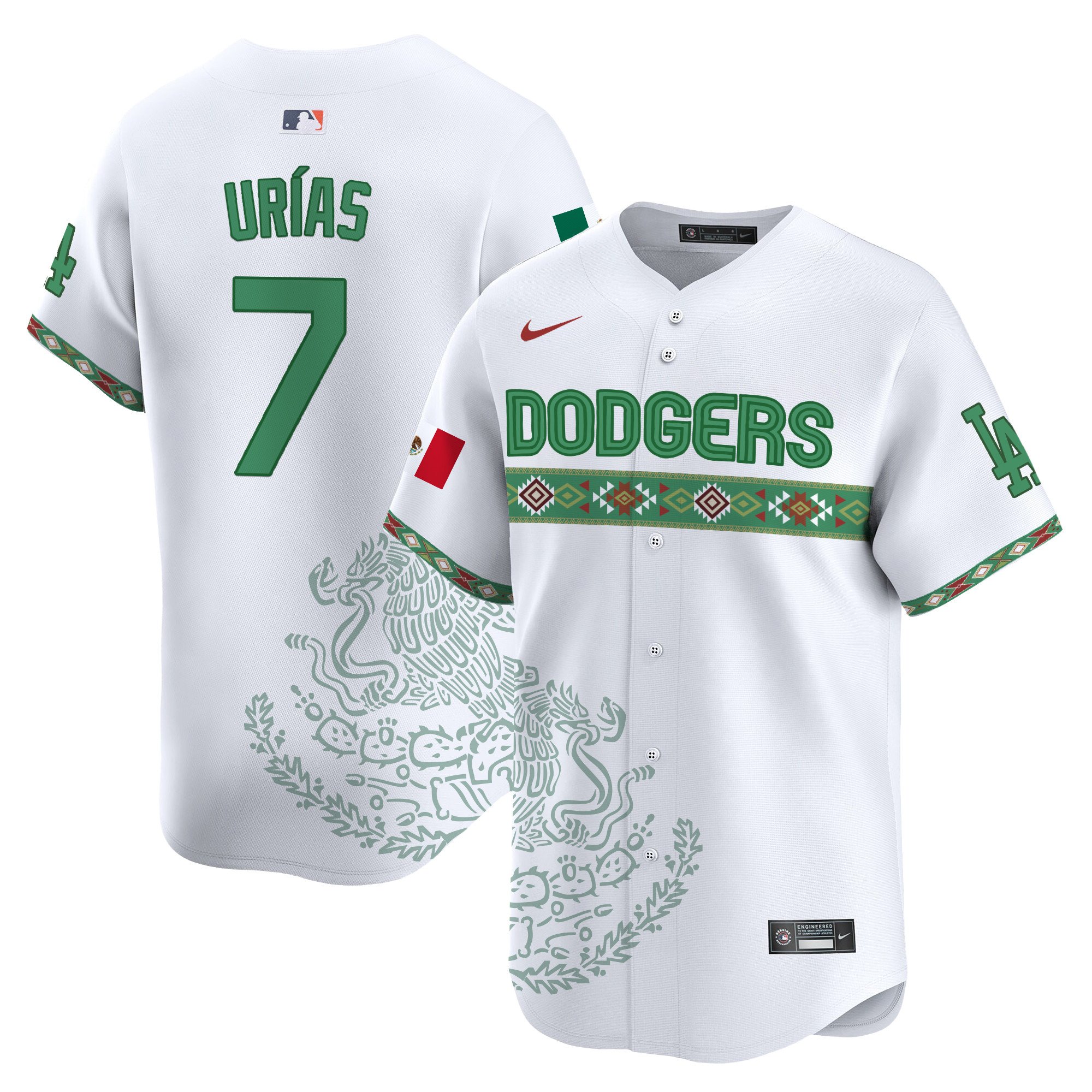Men's Julio UrÃŒas Los Angeles Dodgers Mexico Vapor Premier Limited White Jersey V3 - Printed