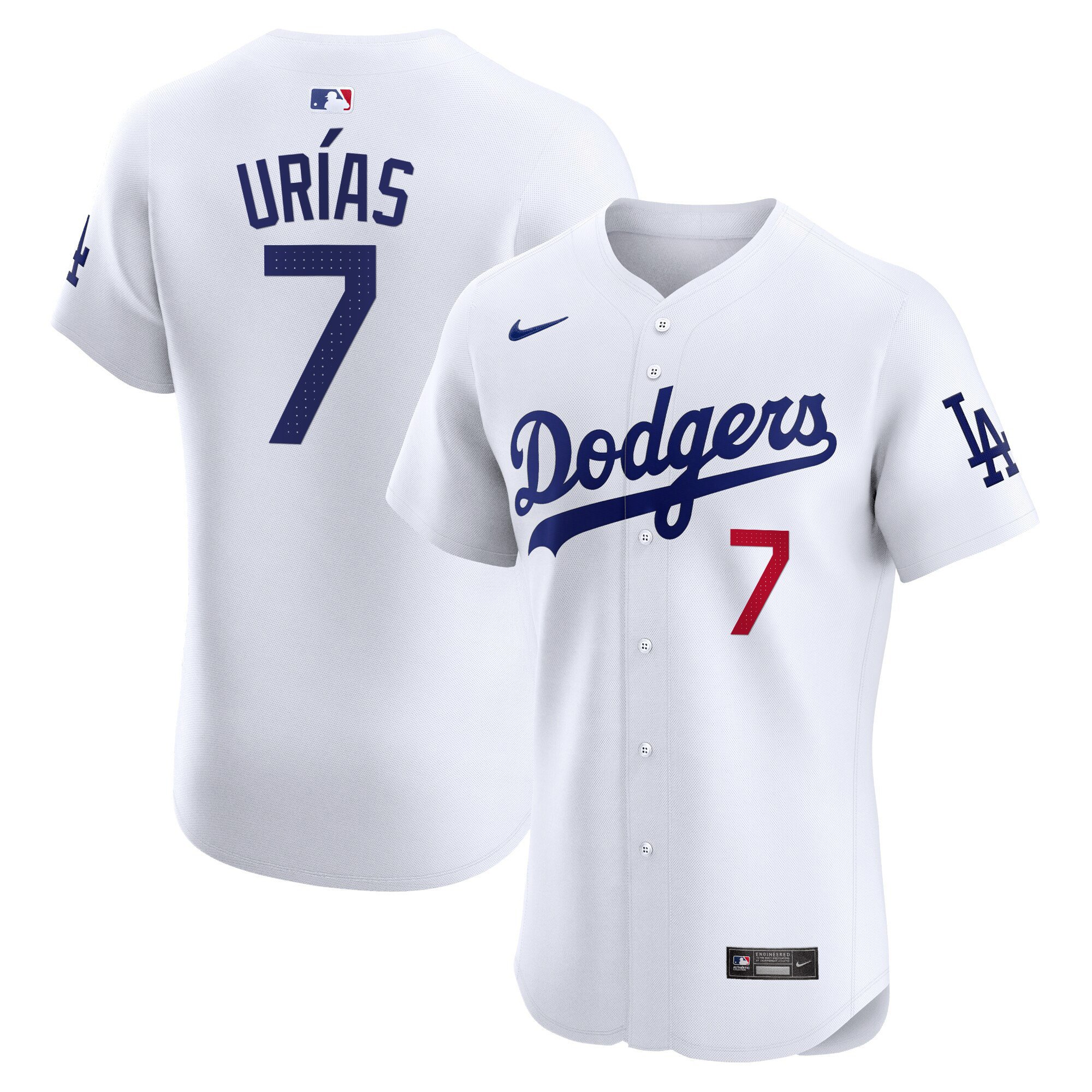 Men's Julio UrÃŒas Los Angeles Dodgers Premier Elite White Jersey - All Stitched